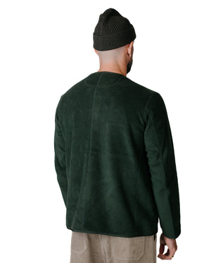 Danton Fleece Collarless Jacket Dark Green Model Back