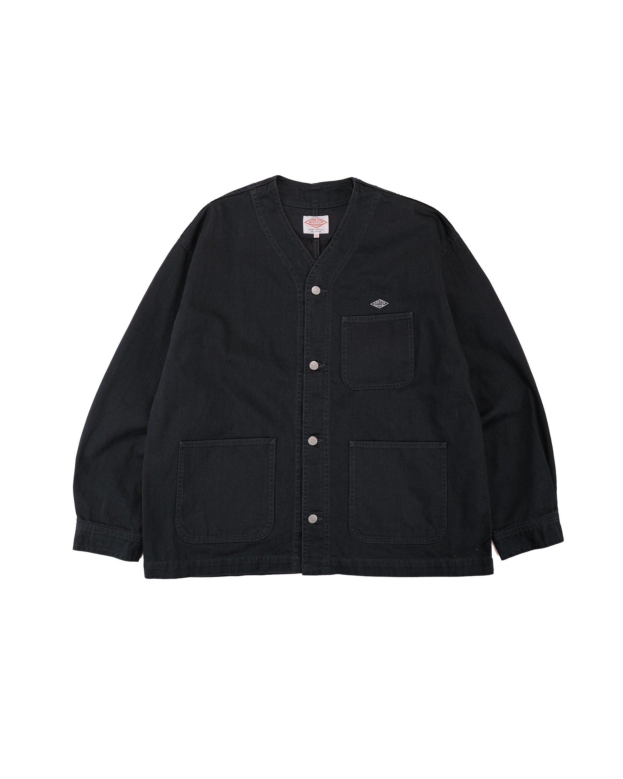 sRk　digne collarless jacket Danton 11oz Denim Collarless Jacket Indigo