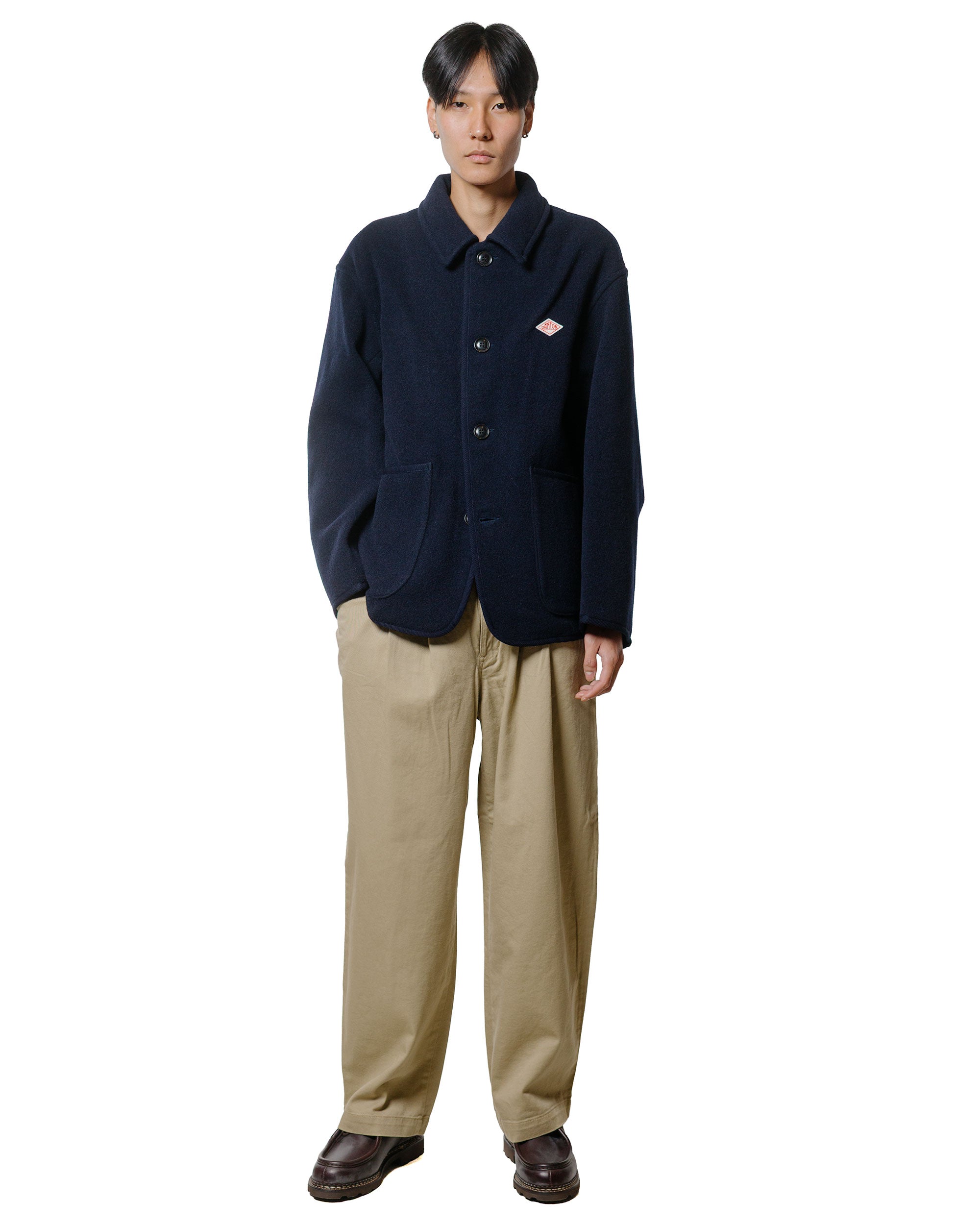 ジャケット・アウター DANTON WOOL RIGHT PILE COVERALLS Danton Wool Light Pile Coveralls Jacket Navy