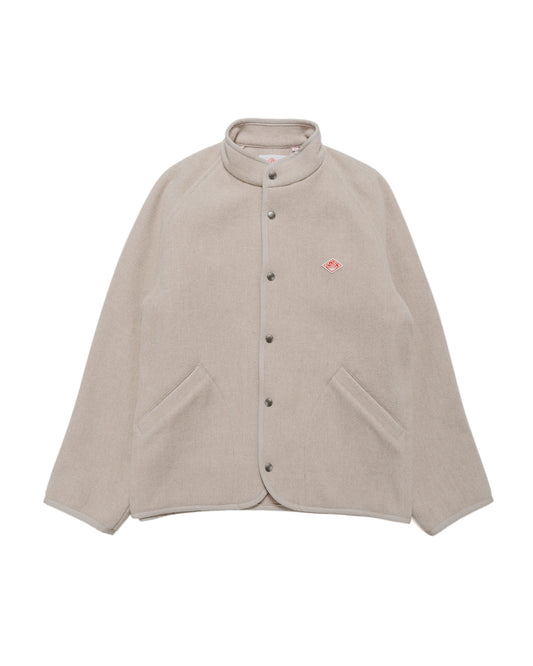 Danton Wool Light Pile Stand Collar Jacket Raw Beige