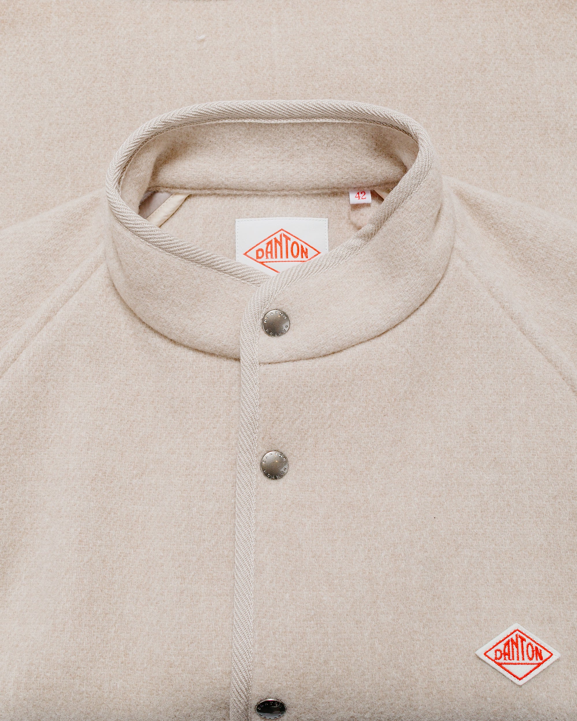 Danton Wool Light Pile Stand Collar Jacket Raw Beige