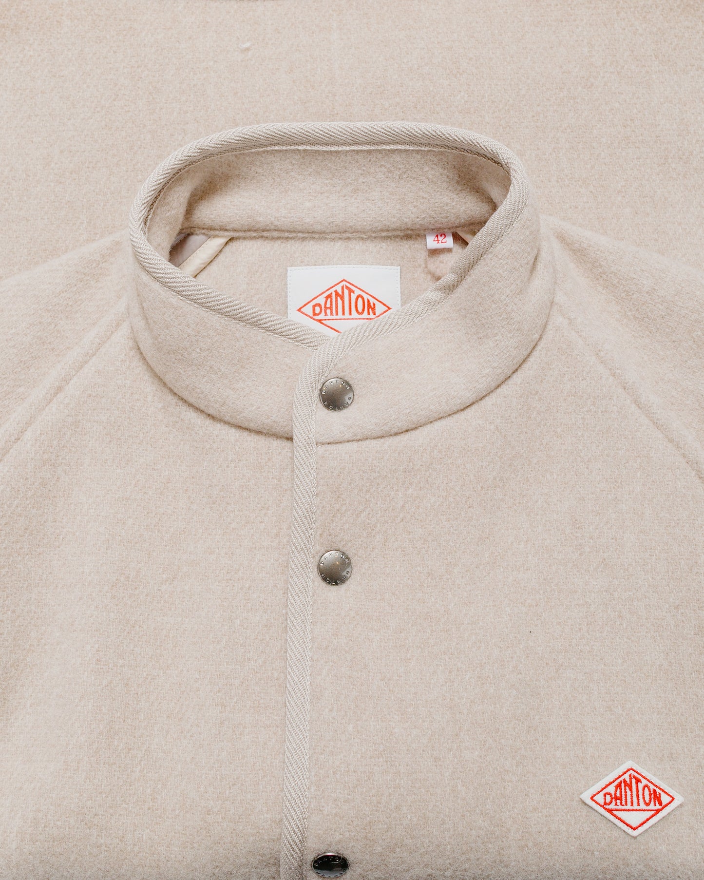 Danton Wool Light Pile Stand Collar Jacket Raw Beige