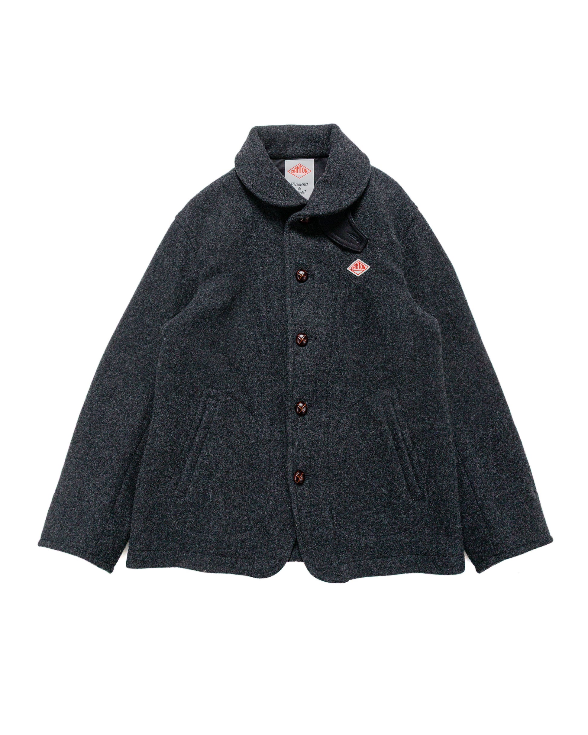 Danton Wool Pile Collar Round Jacket Charcoal