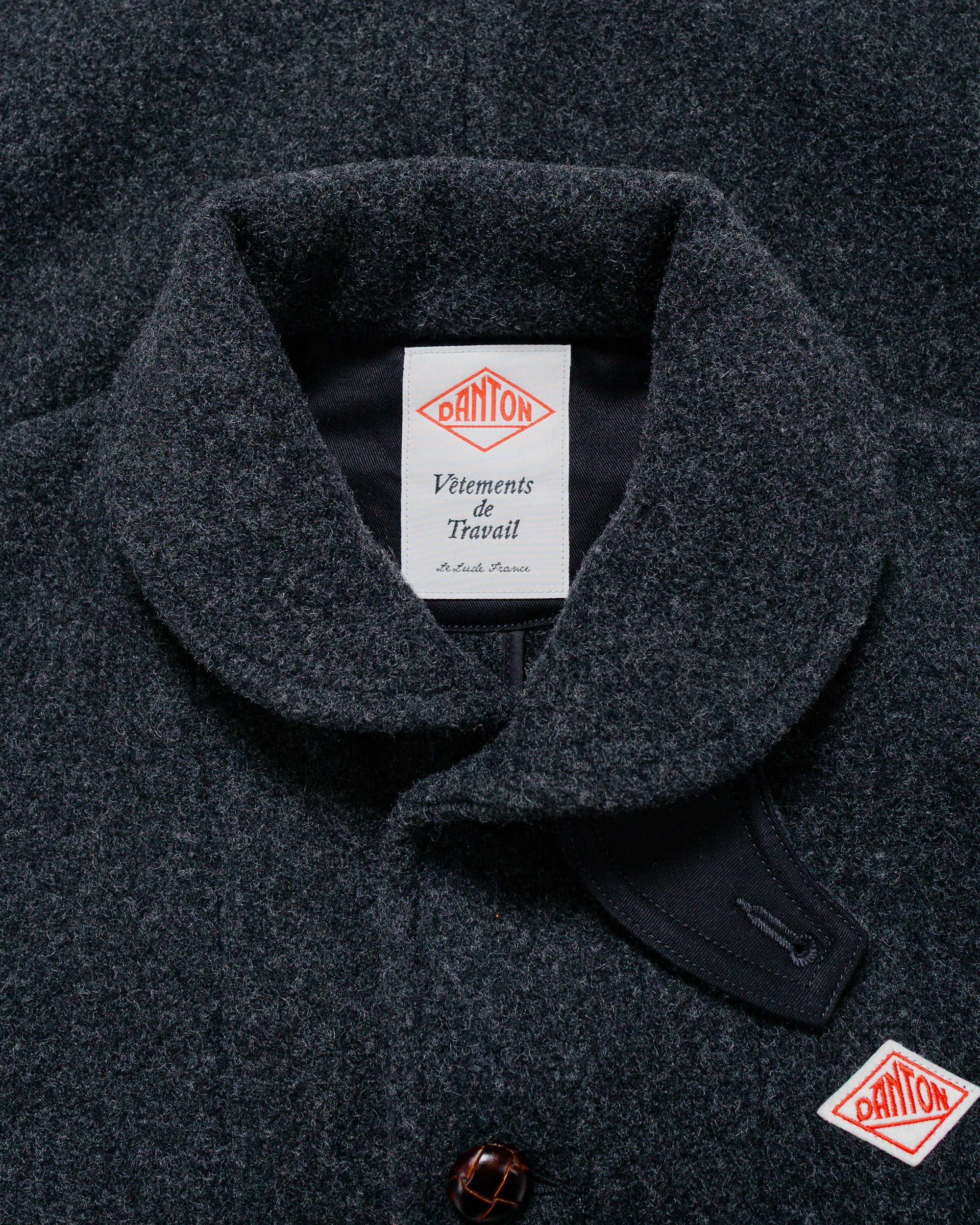 Danton Wool Pile Collar Round Jacket Charcoal