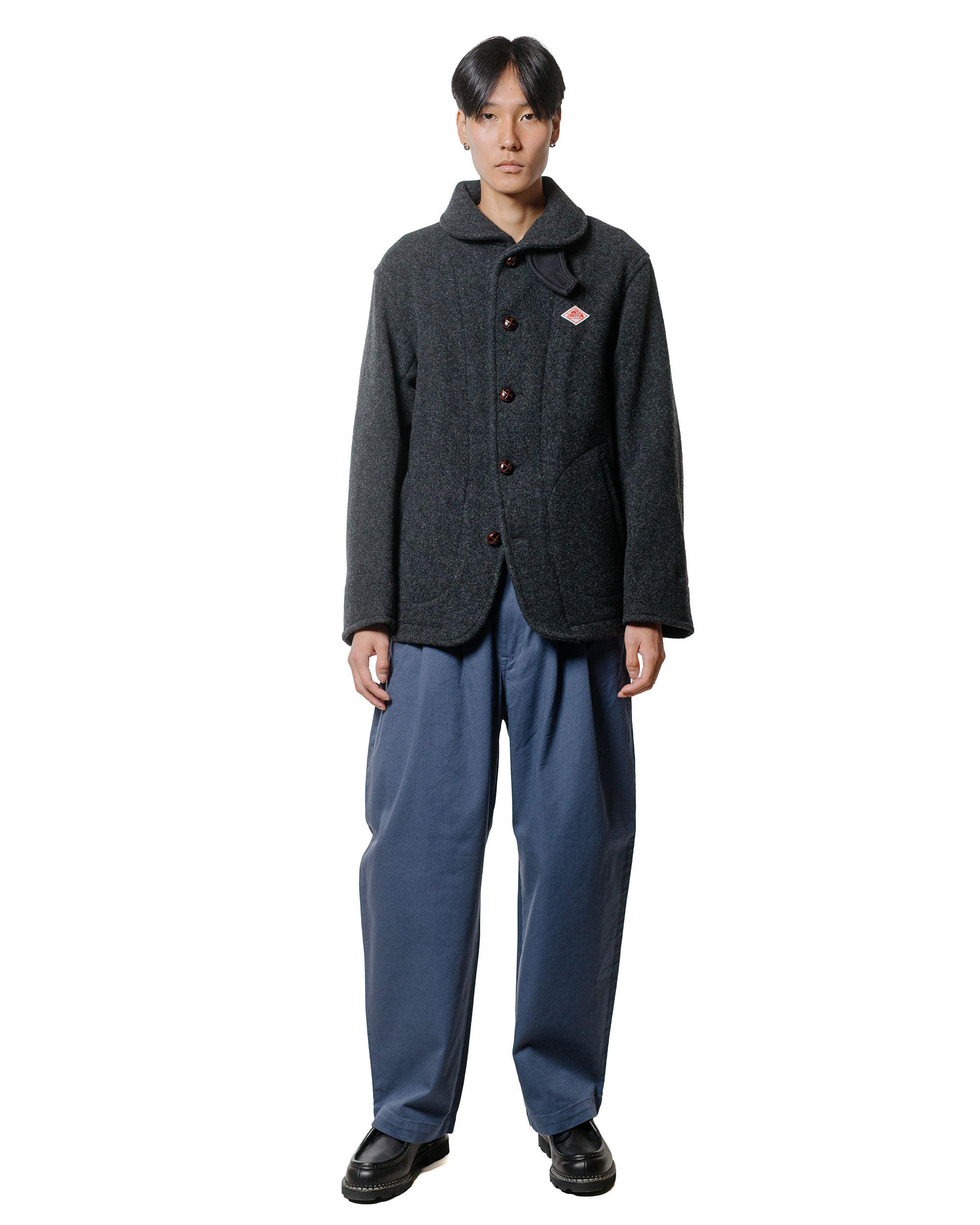 Danton Wool Pile Collar Round Jacket Charcoal