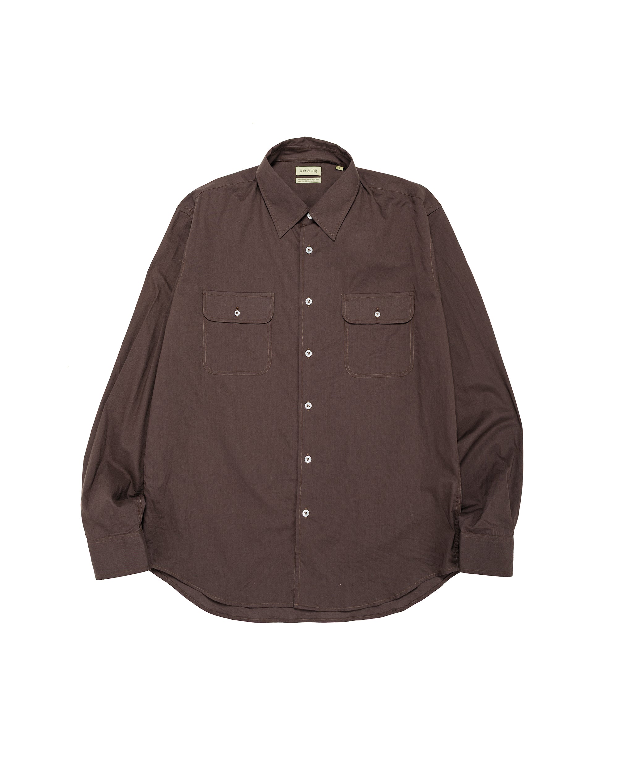 De Bonne Facture Artist Shirt Washed Cotton Voile Dark Brown