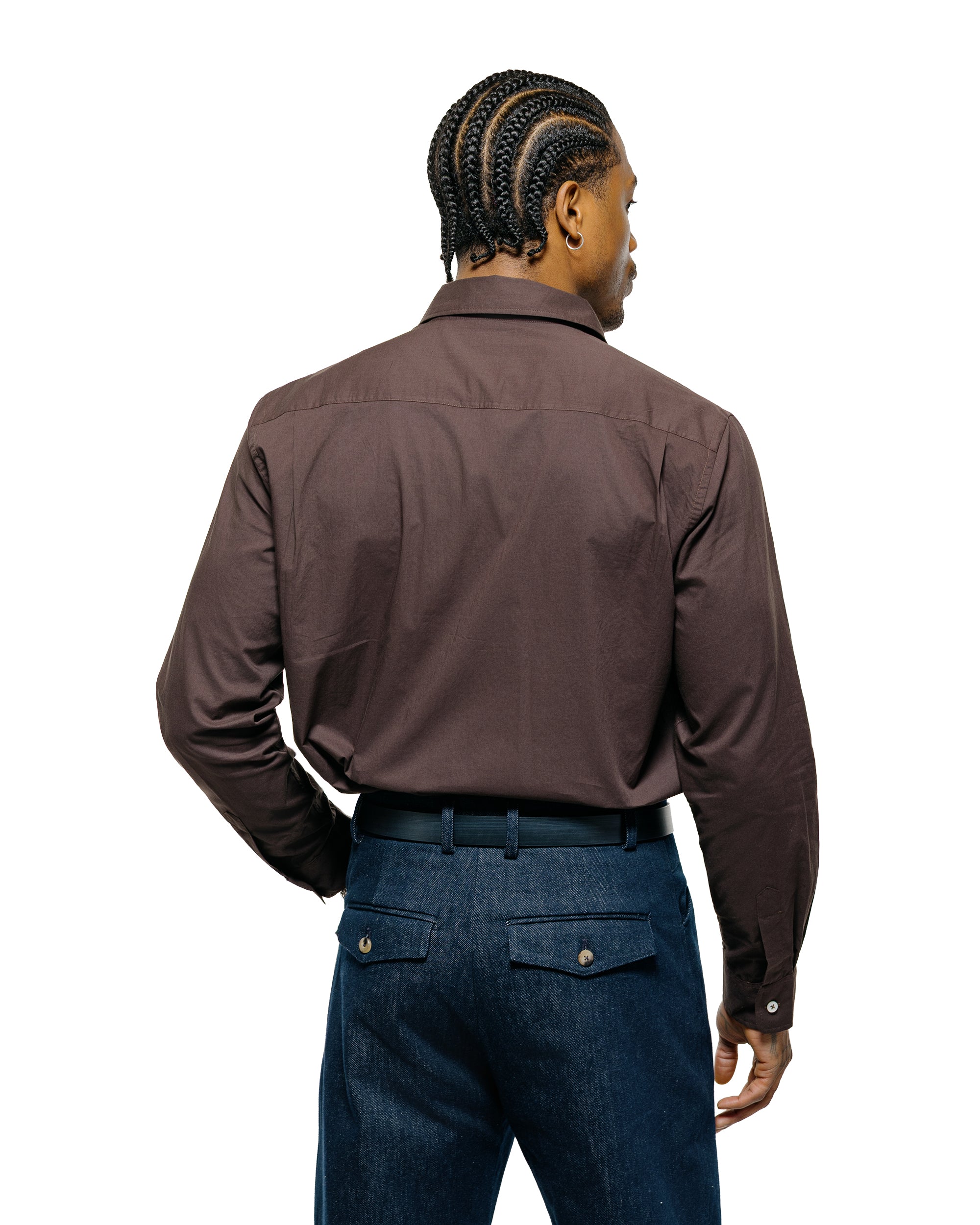 De Bonne Facture Artist Shirt Washed Cotton Voile Dark Brown