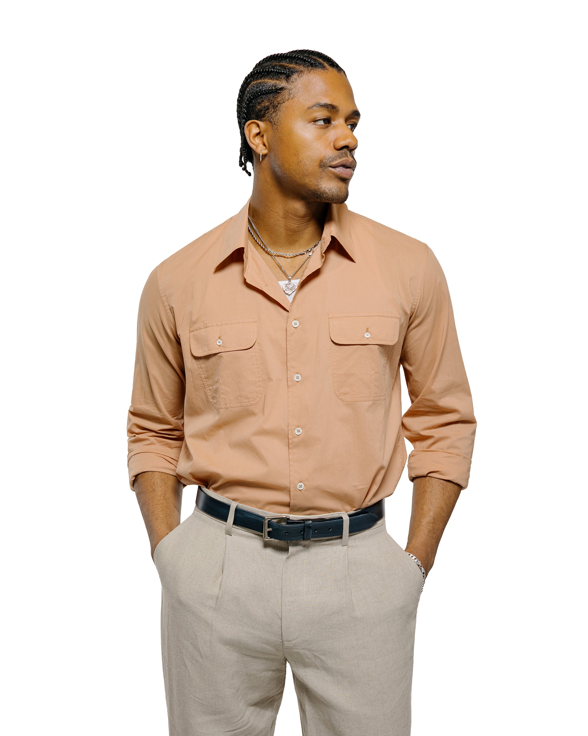De Bonne Facture Artist Shirt Washed Cotton Voile Rosewood