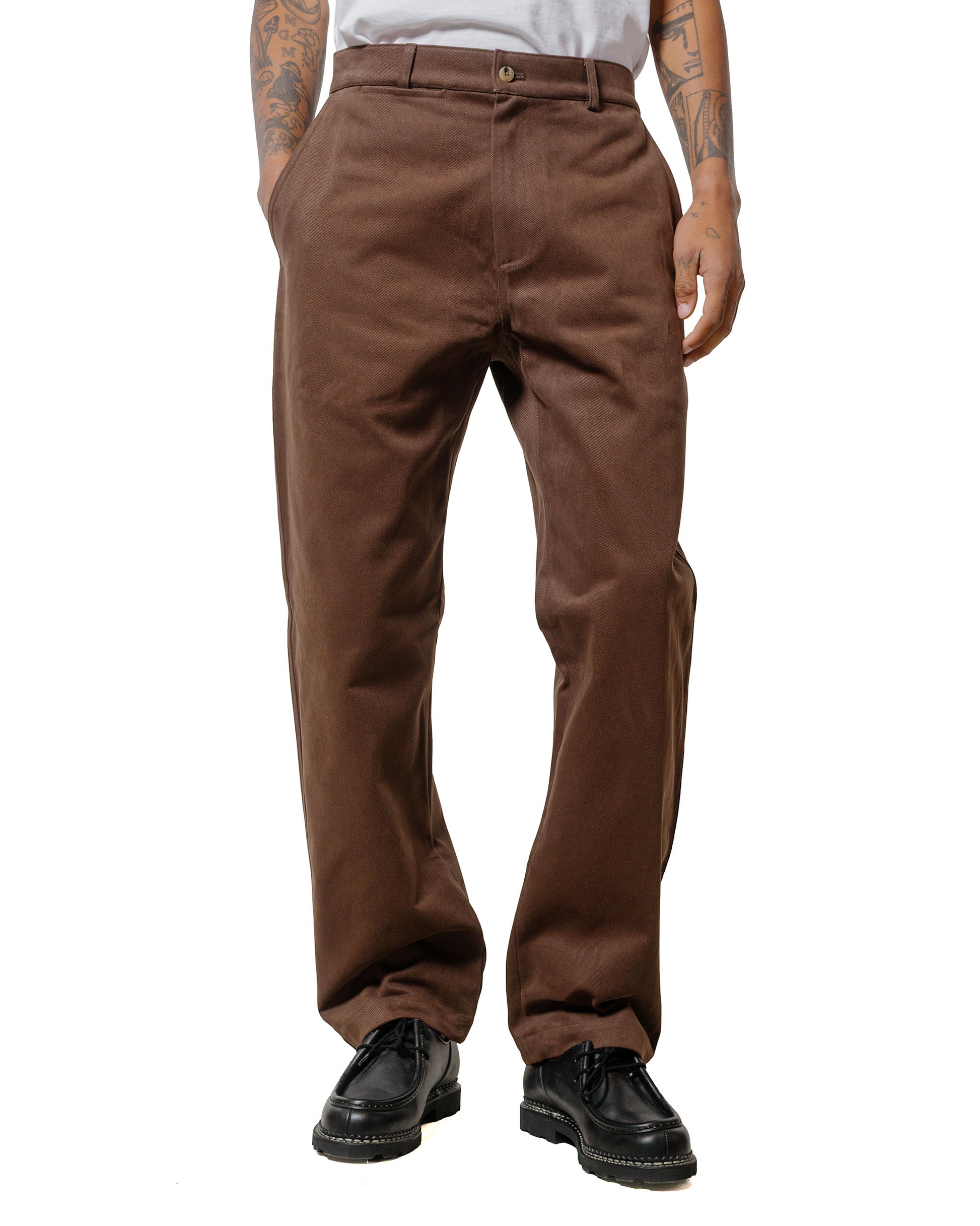 De Bonne Facture Balloon Trousers Heavy Cotton Drill Bark Brown