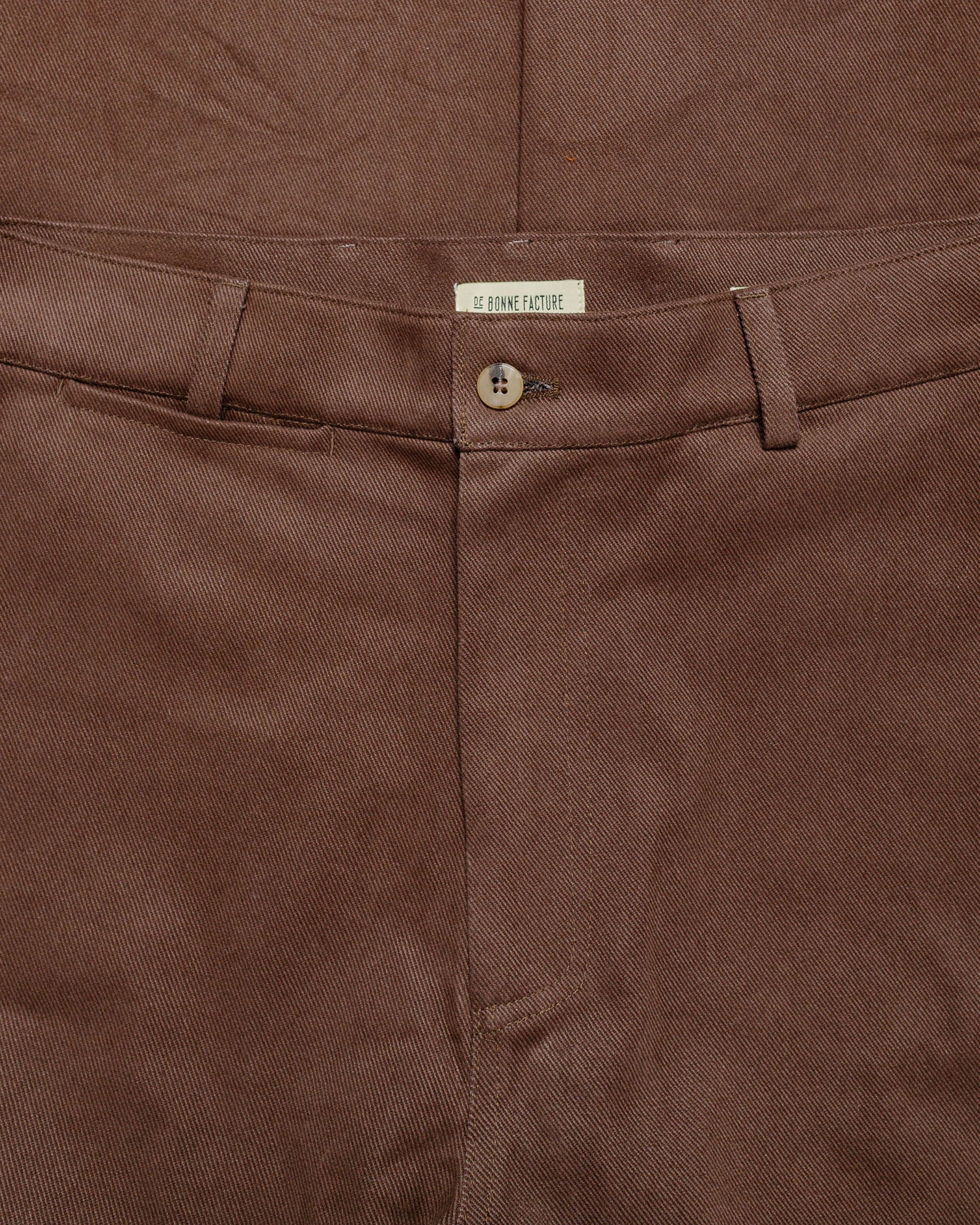 De Bonne Facture Balloon Trousers Heavy Cotton Drill Bark Brown