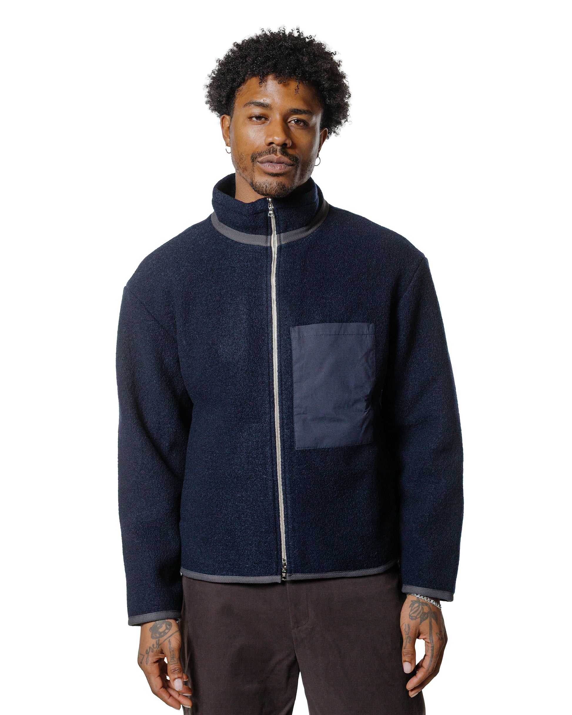De Bonne Facture Bookstore Jacket Boiled Wool Navy