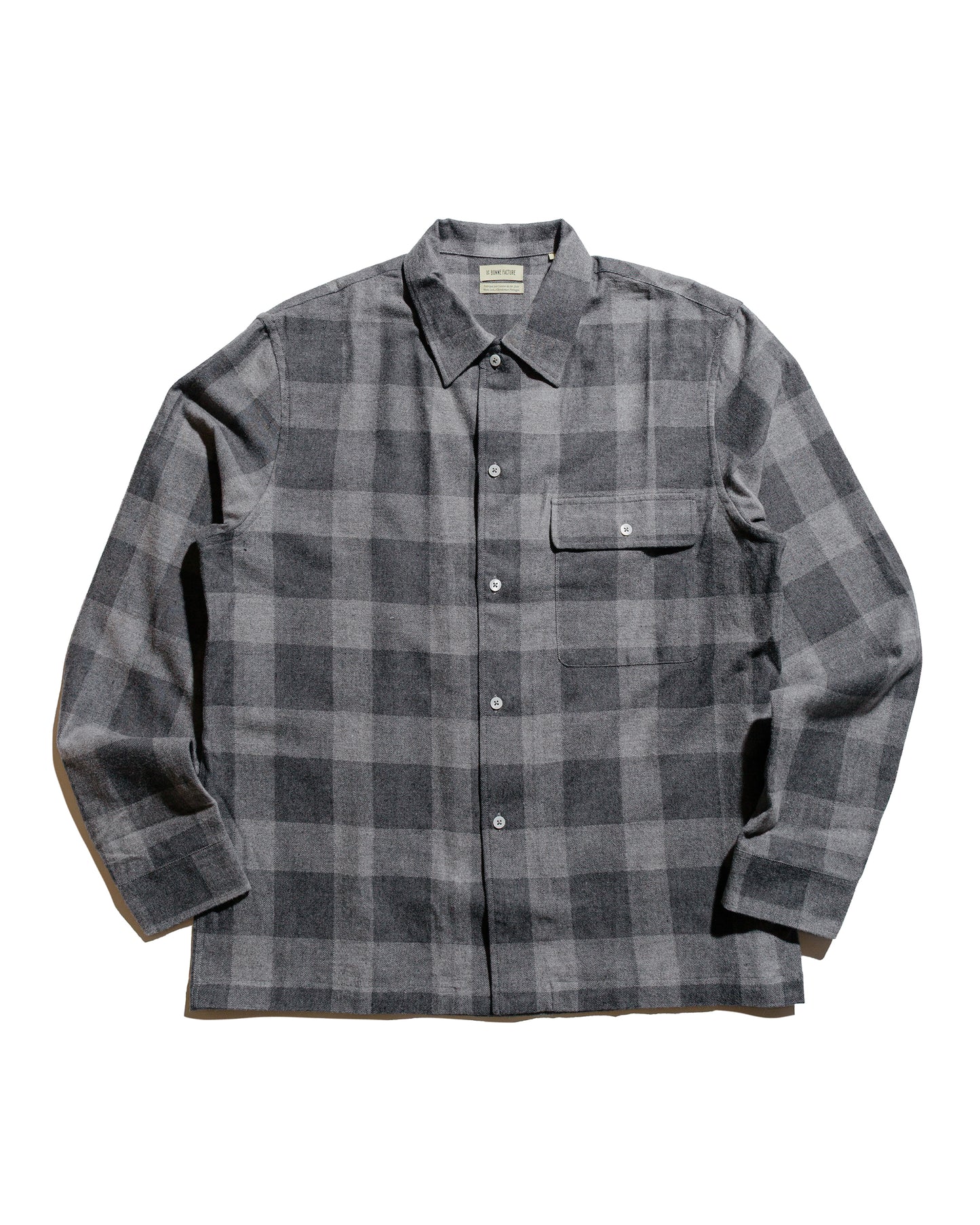 De Bonne Facture Camp Collar Japanese Cotton Grey Tartan