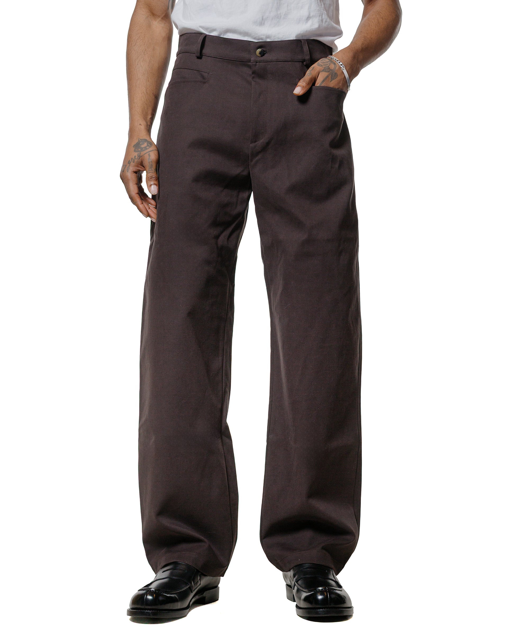 De Bonne Facture Gardian Trousers Soft Cotton Twill Chocolate