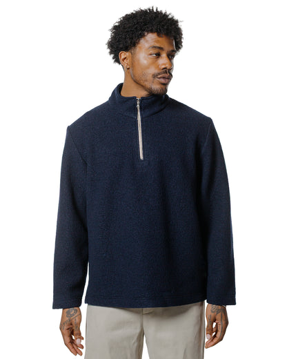 De Bonne Facture Half Ziped Pullover Boiled Wool Blue Green