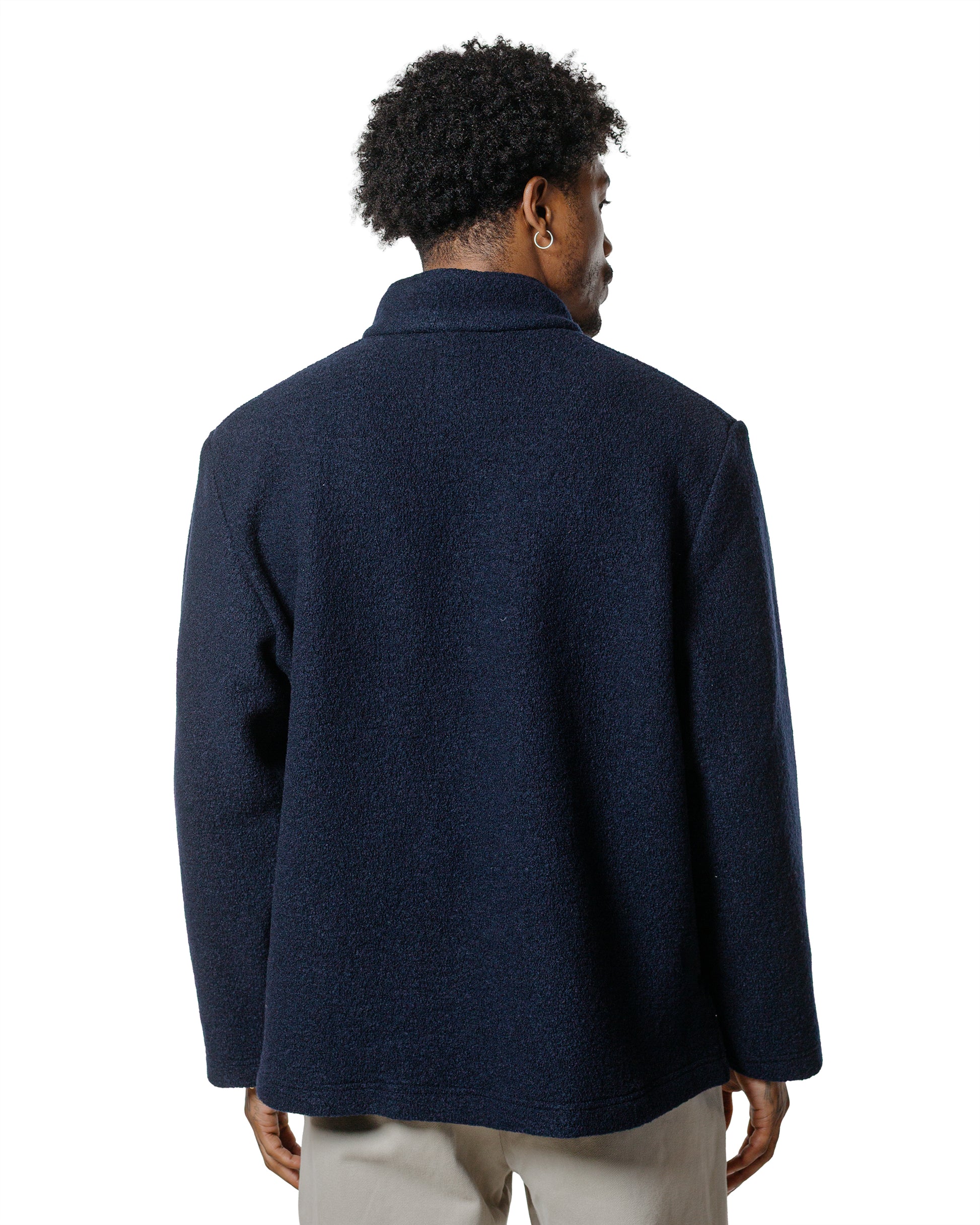 De Bonne Facture Half Ziped Pullover Boiled Wool Blue Green