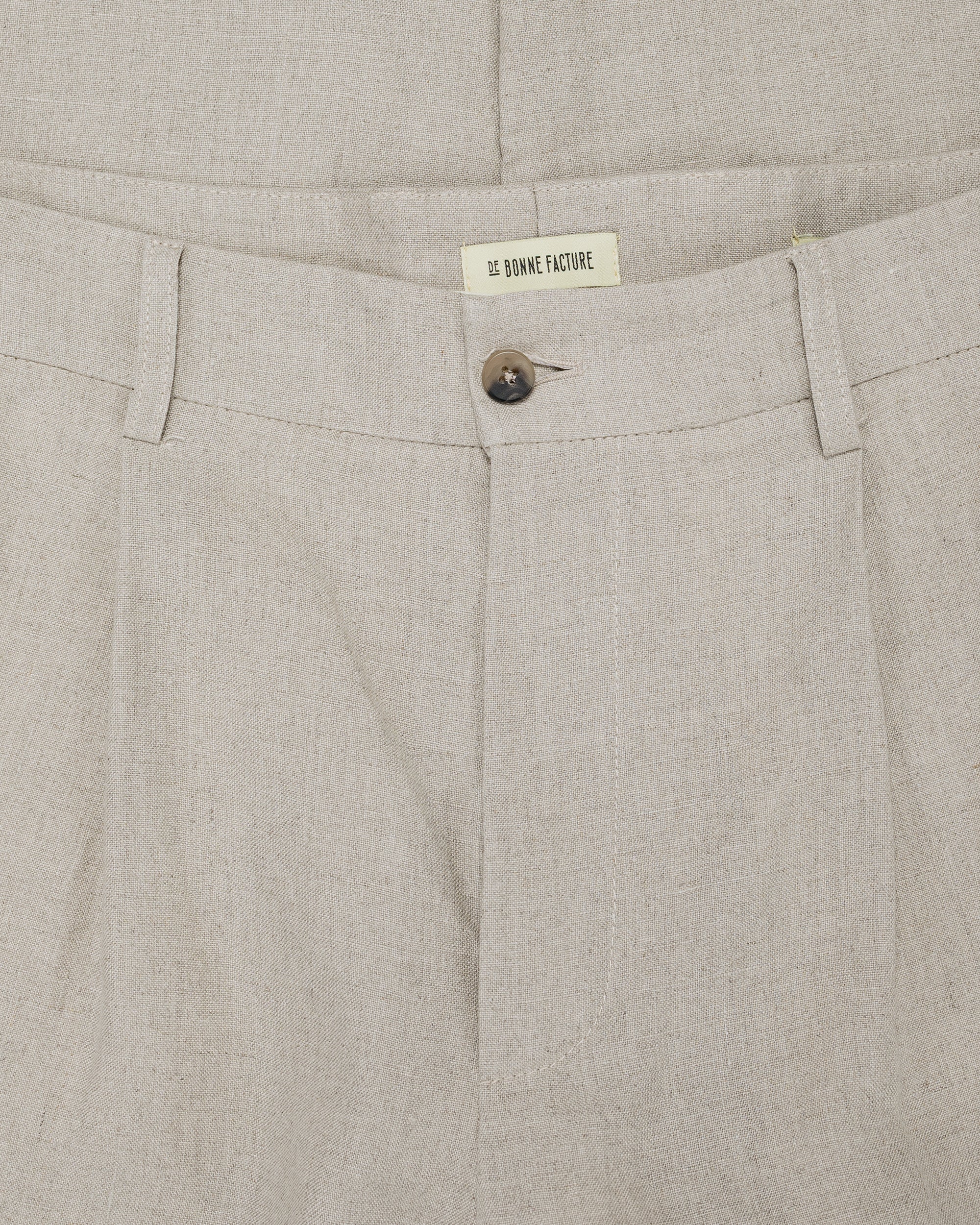 De Bonne Facture One Pleat Trousers Belgian Linen Undyed Flax