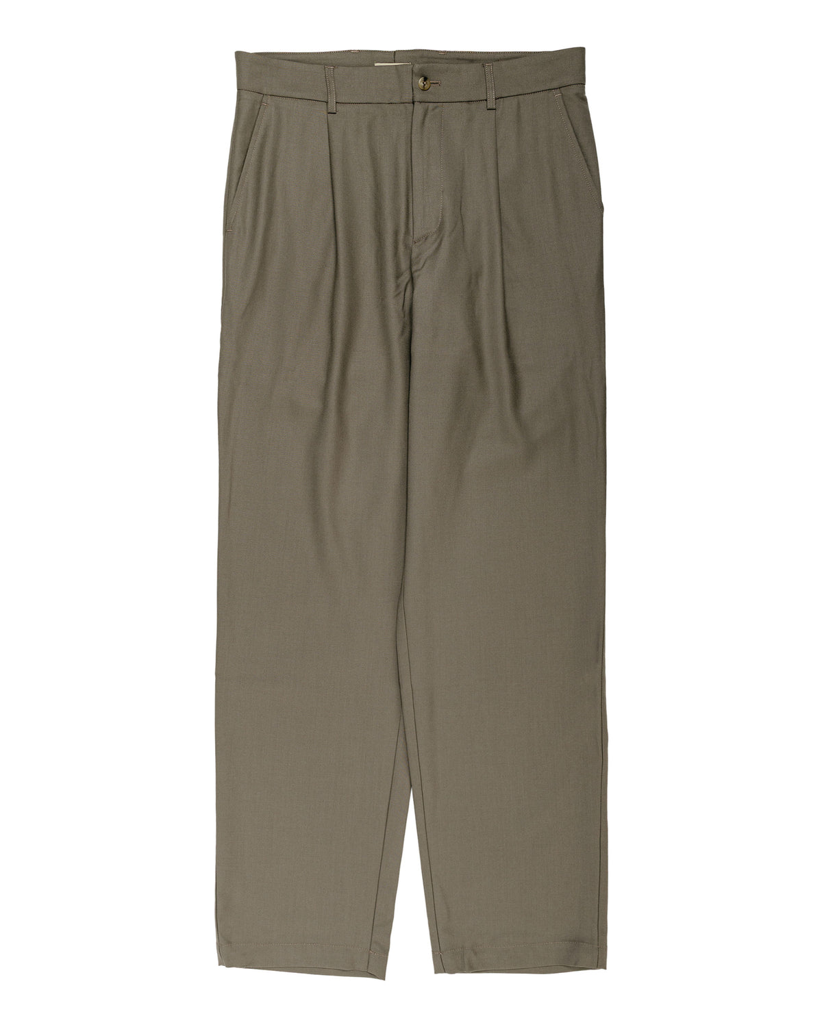 De Bonne Facture One Pleat Trousers Super 130's Merino Twill Vertdigris Green