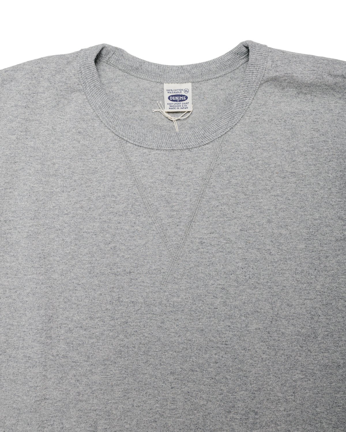 Denime Lot. 275 Front V Crew Neck T-Shirt Solid Color Heather Gray