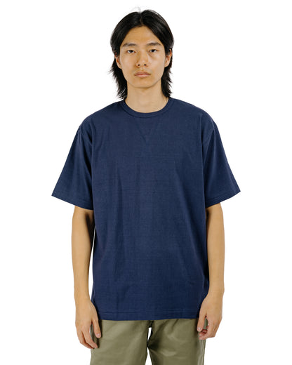 Denime Lot. 275 Front V Crew Neck T-Shirt Solid Color Ink Navy