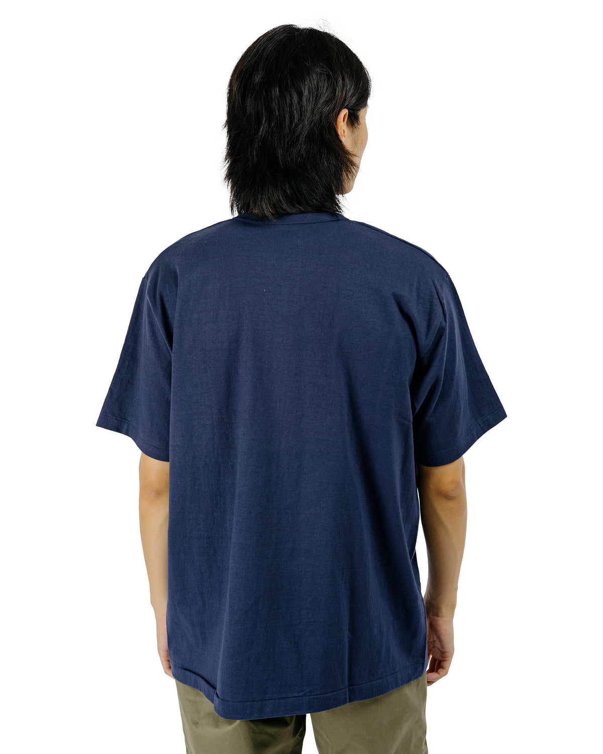 Denime Lot. 275 Front V Crew Neck T-Shirt Solid Color Ink Navy