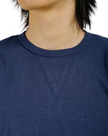 Denime Lot. 275 Front V Crew Neck T-Shirt Solid Color Ink Navy