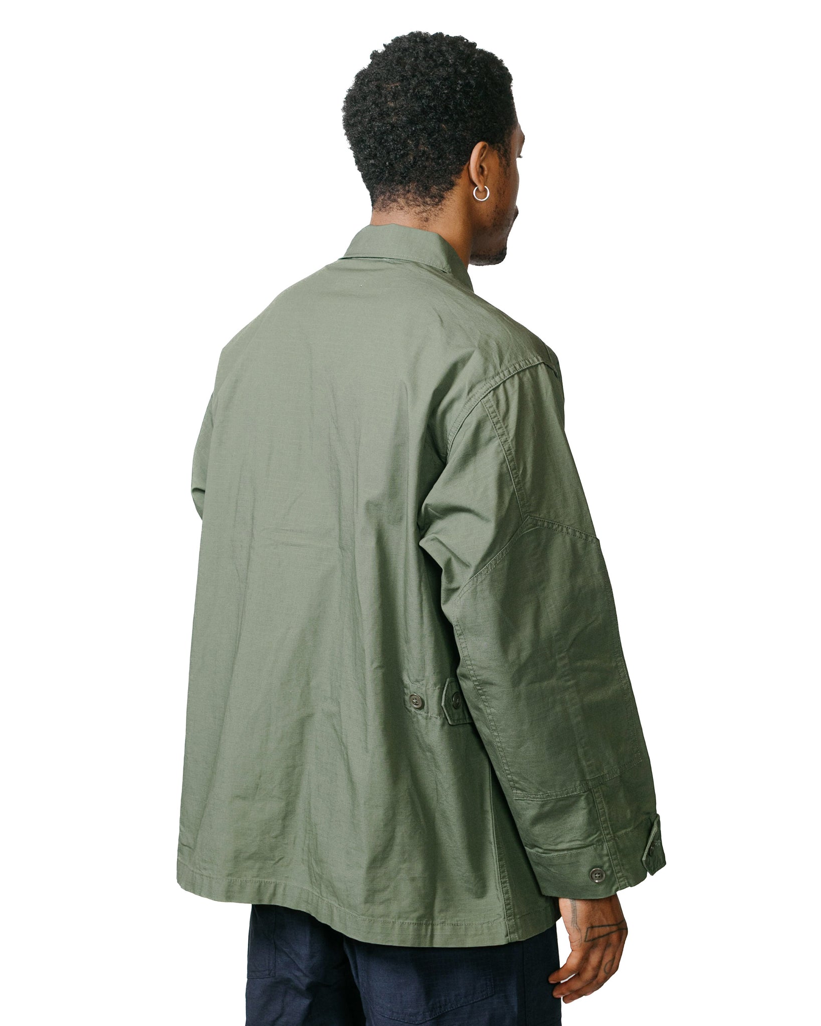 Engineered Garments BDU Jacket Olive Cotton Ripstop model back