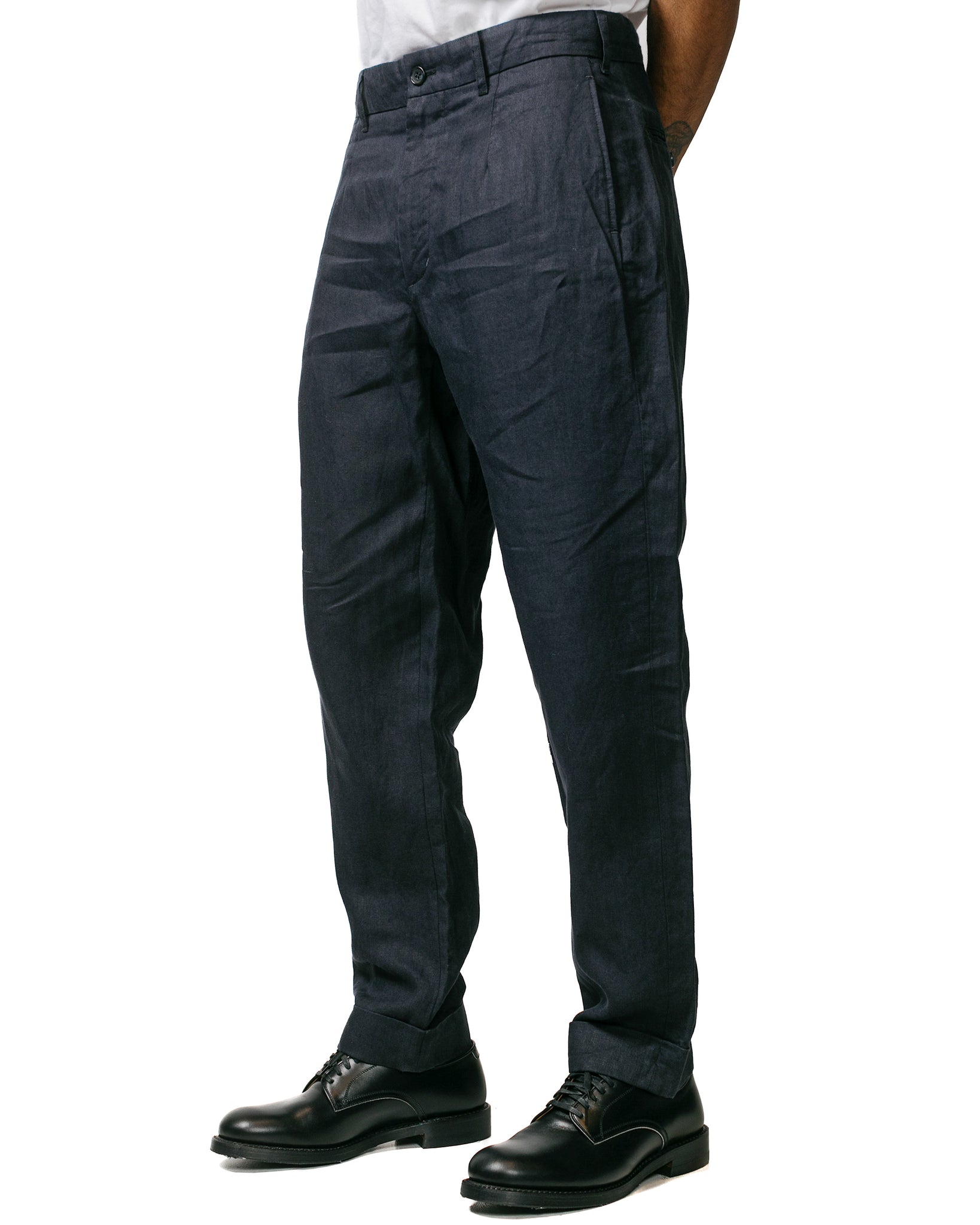 Engineered Garments Andover Pant Navy Linen Twill model front