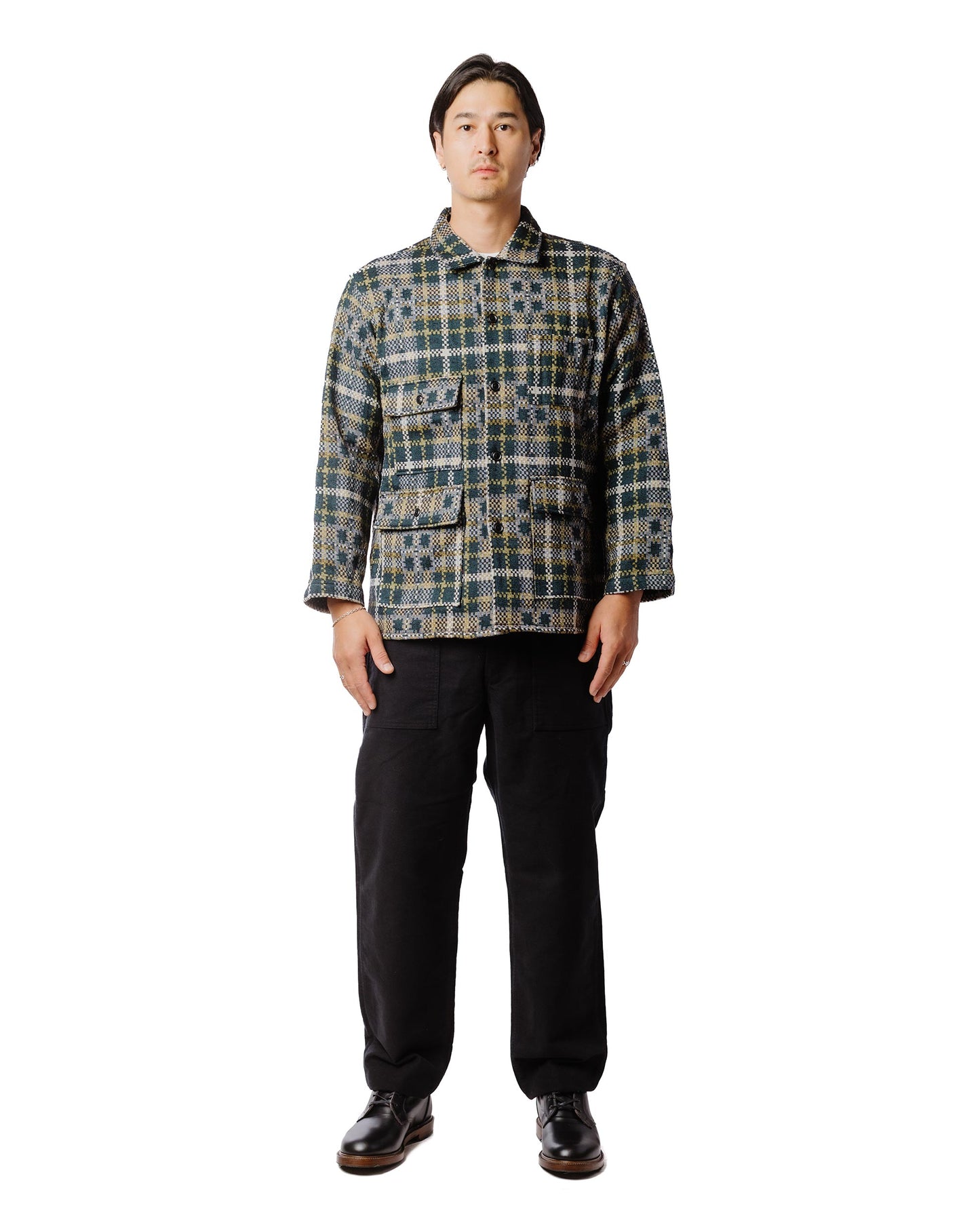 Engineered Garments BA Shirt Jacket Black/Tan Cotton Acrylic Old Plaid