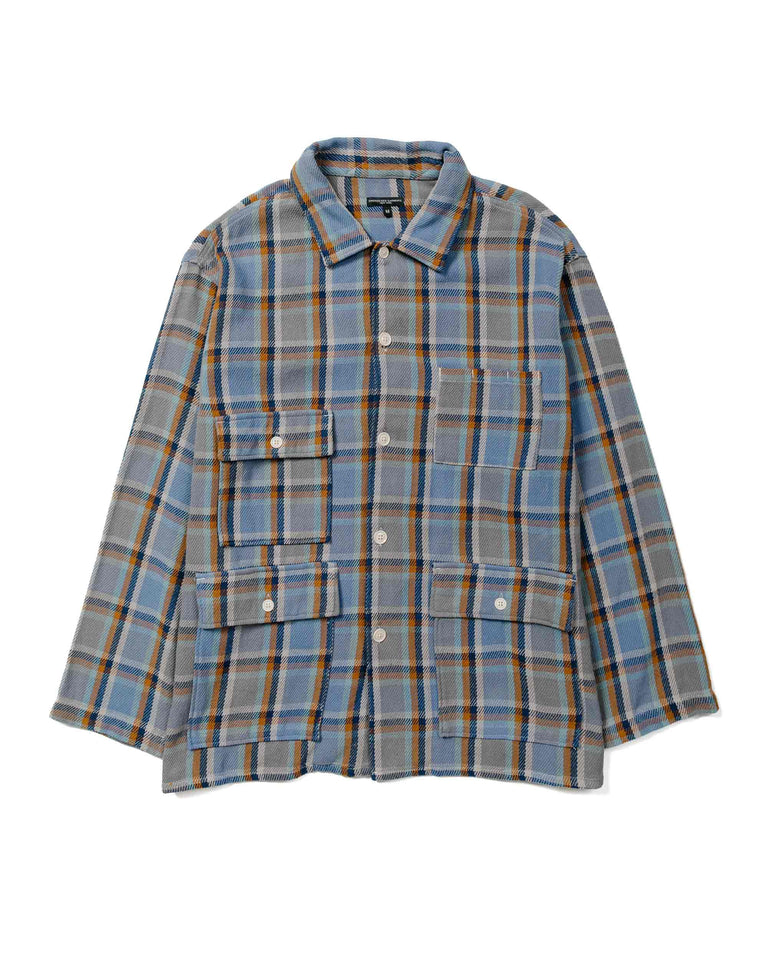 Engineered Garments BA Shirt Jacket Blue Cotton Heavy Twill Plaid