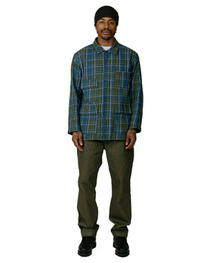 Engineered Garments BA Shirt Jacket Green Cotton Heavy Twill Plaid Model Full