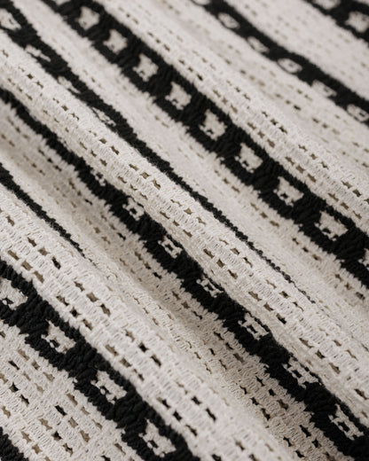 Engineered Garments Basque Shirt White/Black Stripe CP Crochet