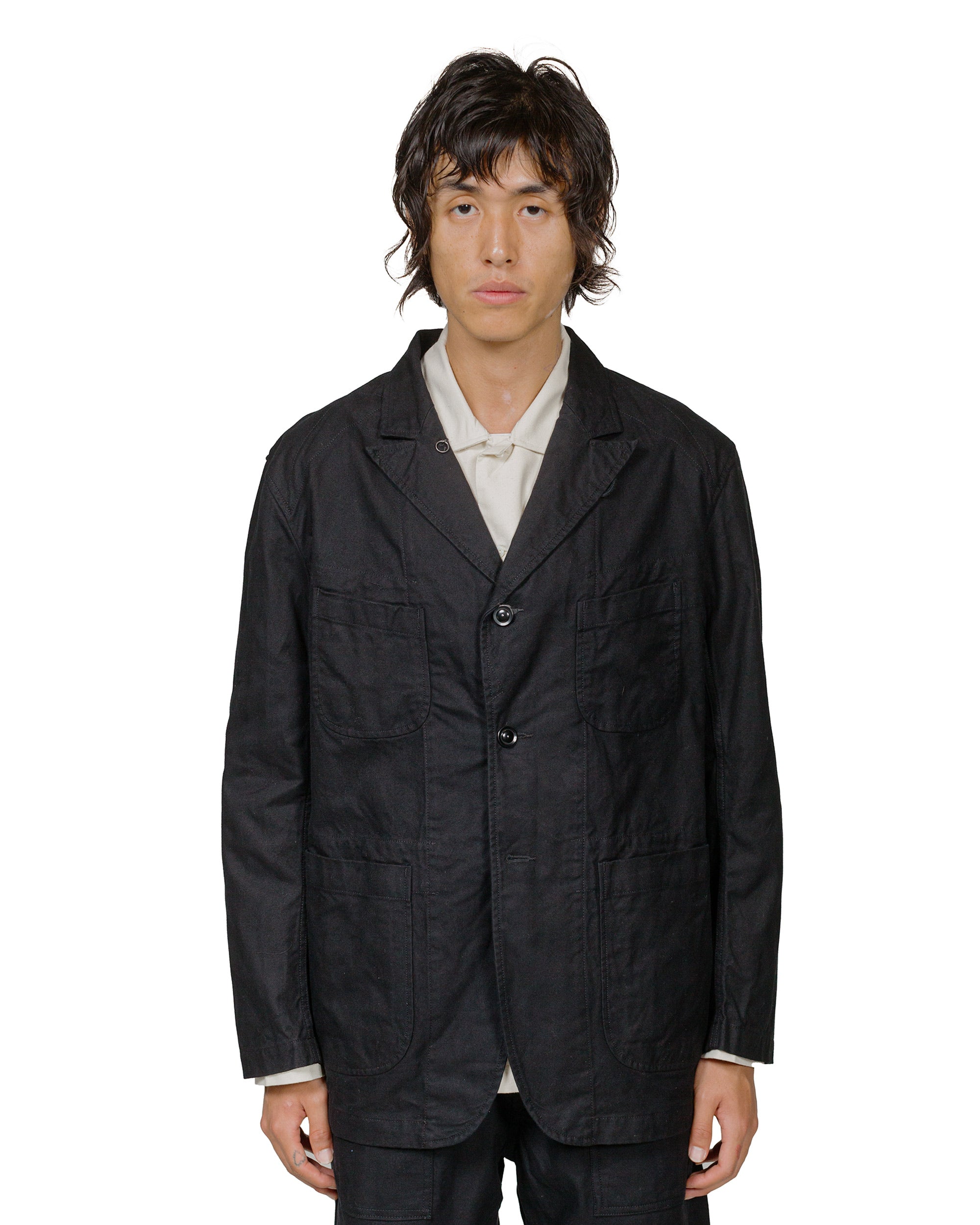 Engineered Garments Bedford Jacket Black Cotton Brushed Herringbone