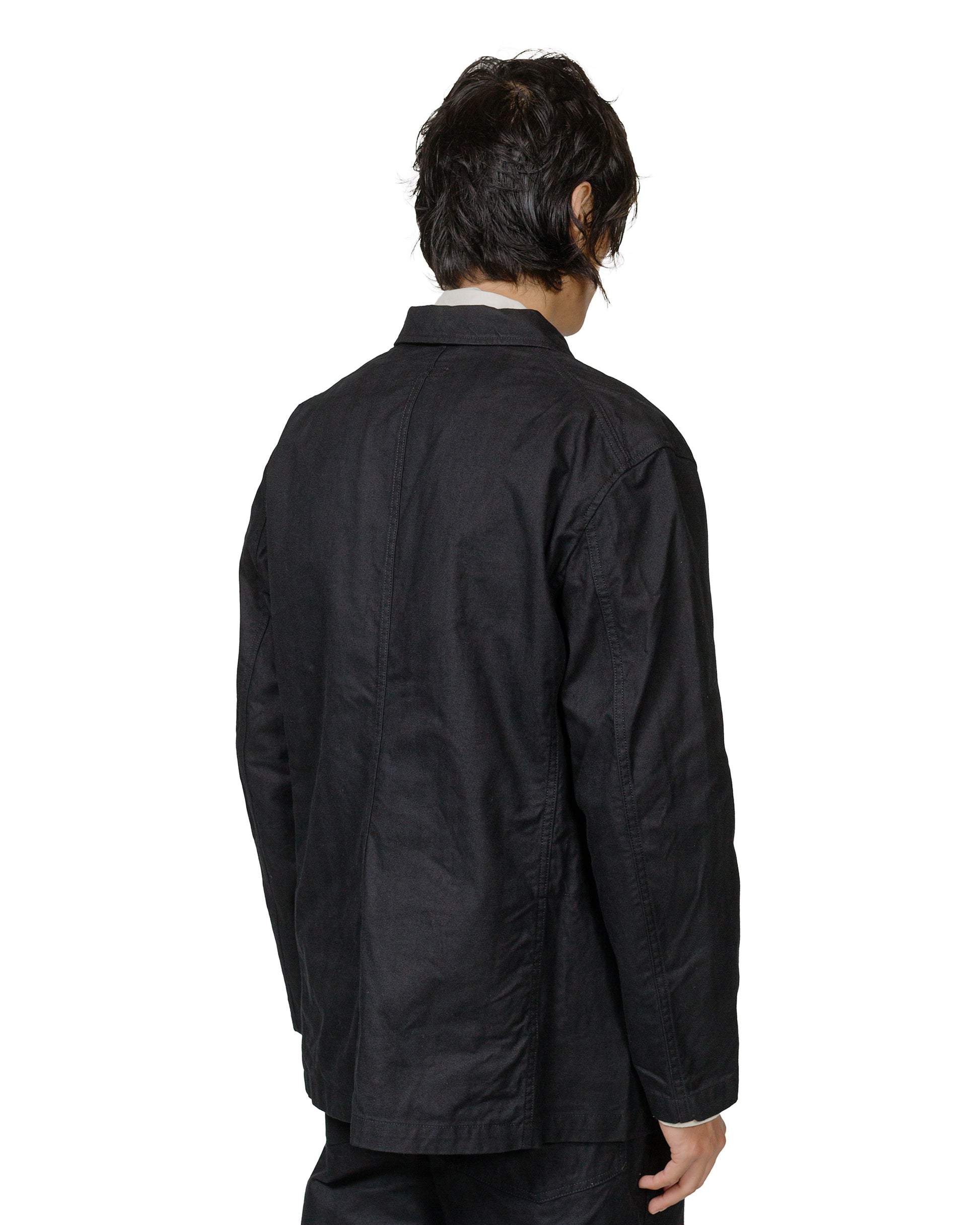 Engineered Garments Bedford Jacket Black Cotton Brushed Herringbone model back