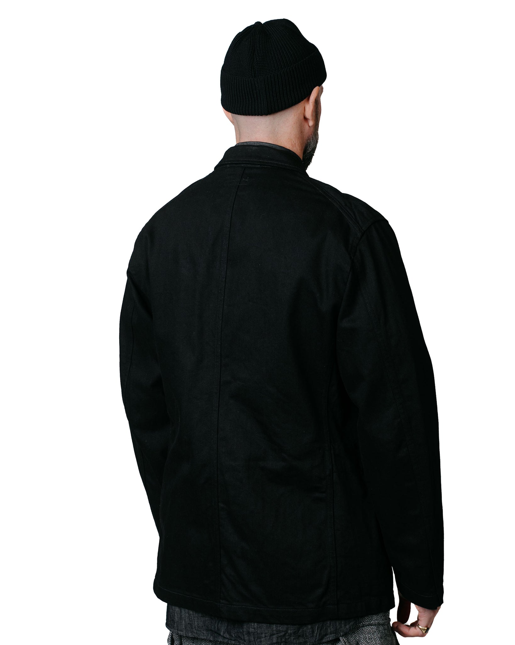 Engineered Garments Bedford Jacket Black Cotton Bull Denim Model Rear