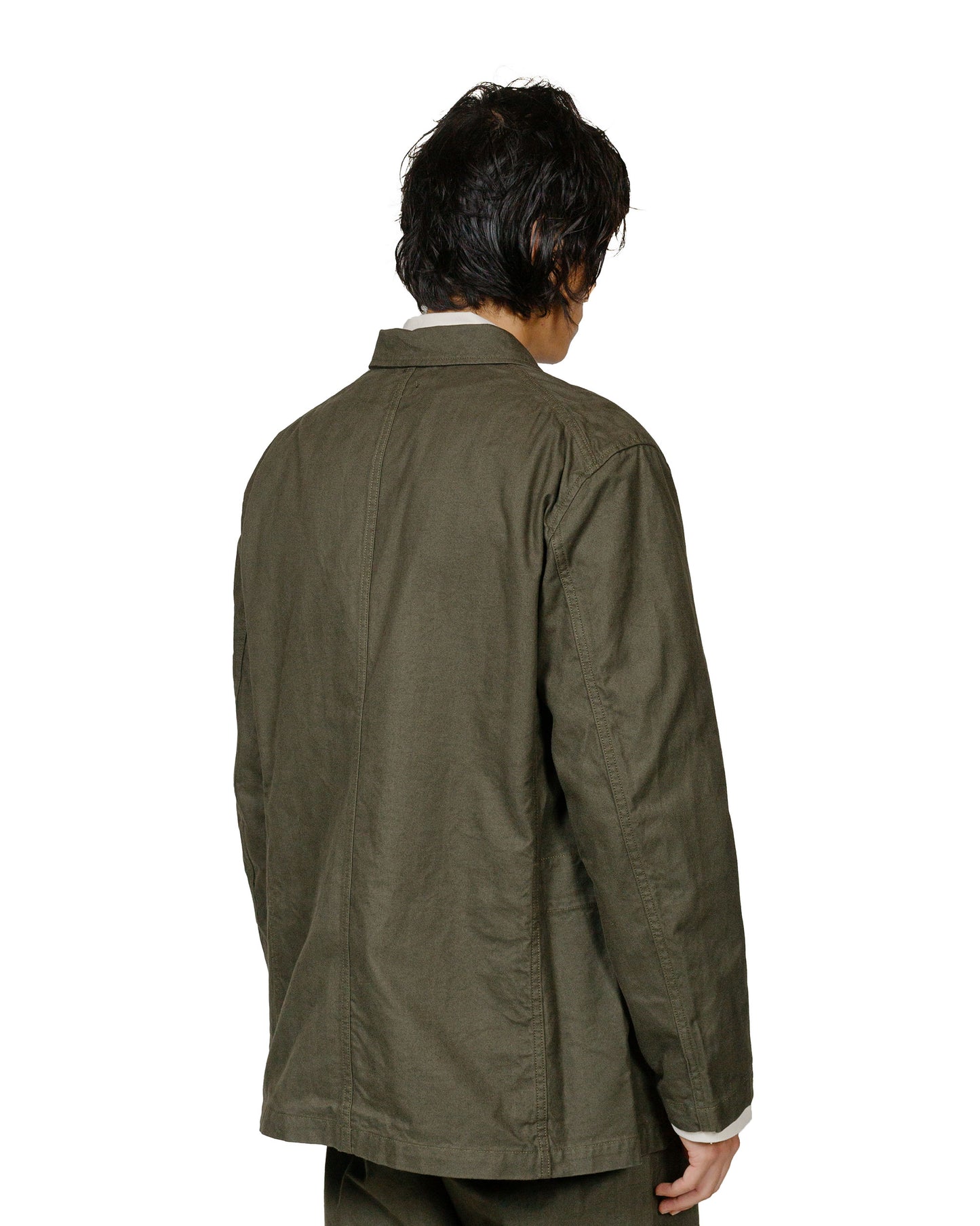 Engineered Garments Bedford Jacket Olive Cotton Brushed Herringbone model back