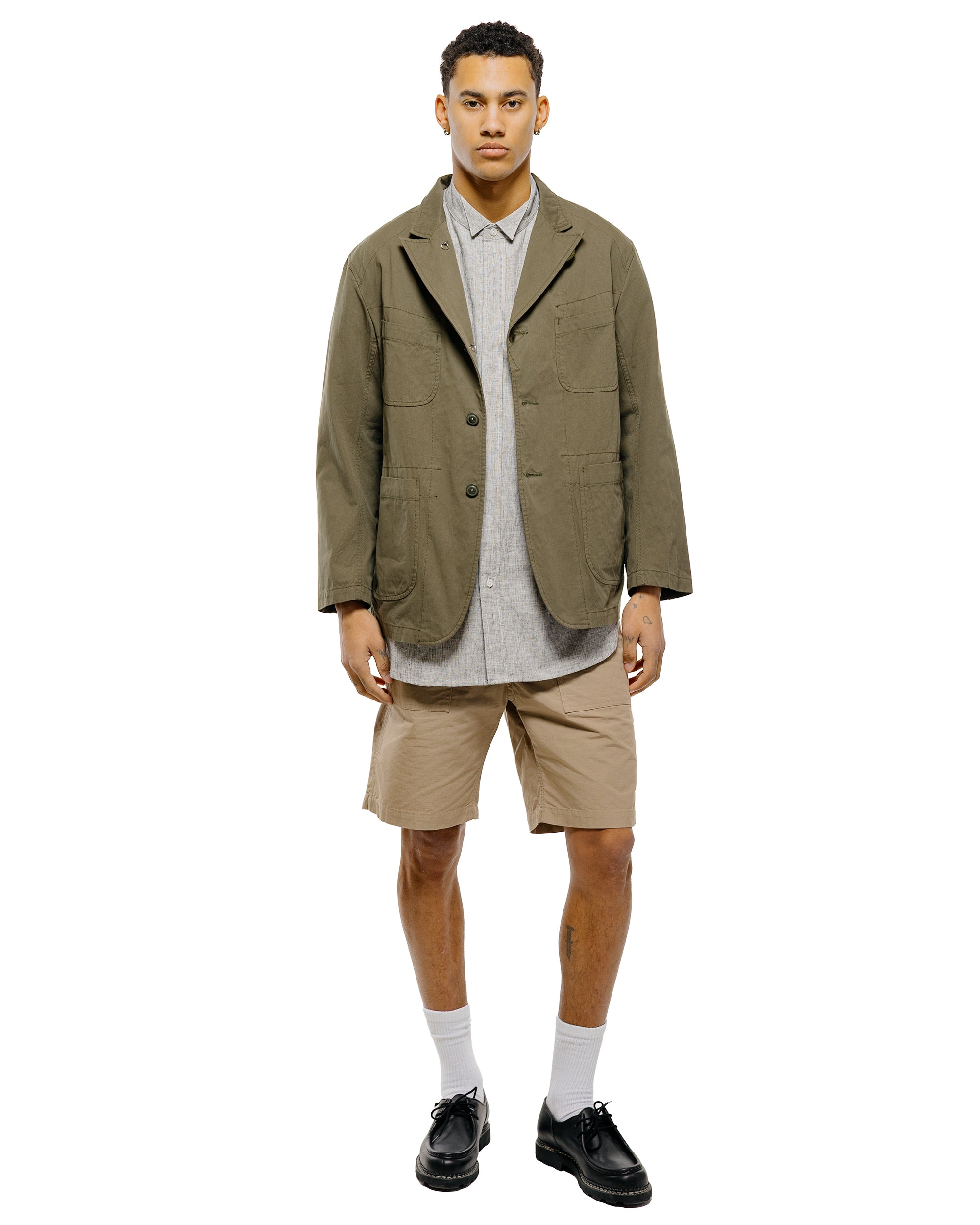 Engineered Garments Bedford Jacket Olive Cotton Sanded Cloth Engineered Garments Bedford Jacket Olive Cotton Sanded Cloth