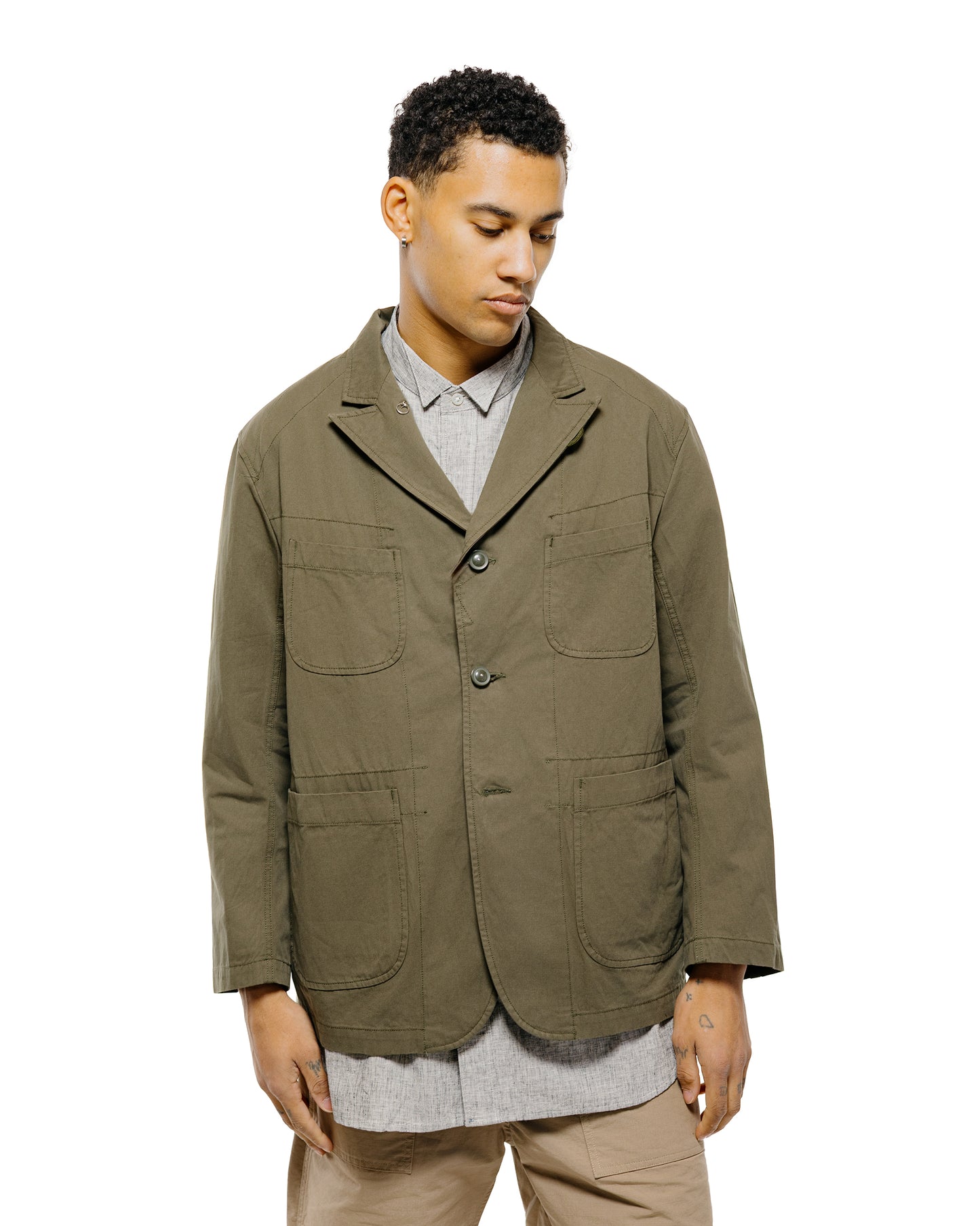 Engineered Garments Bedford Jacket Olive Cotton Sanded Cloth