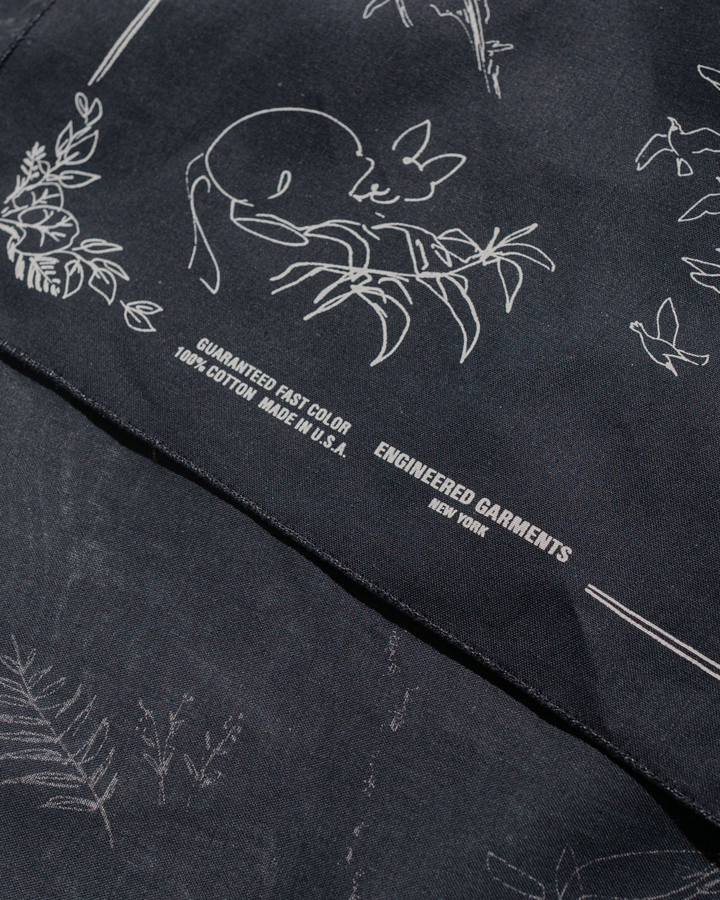 Engineered Garments Black Animal Printed Bandana fabric