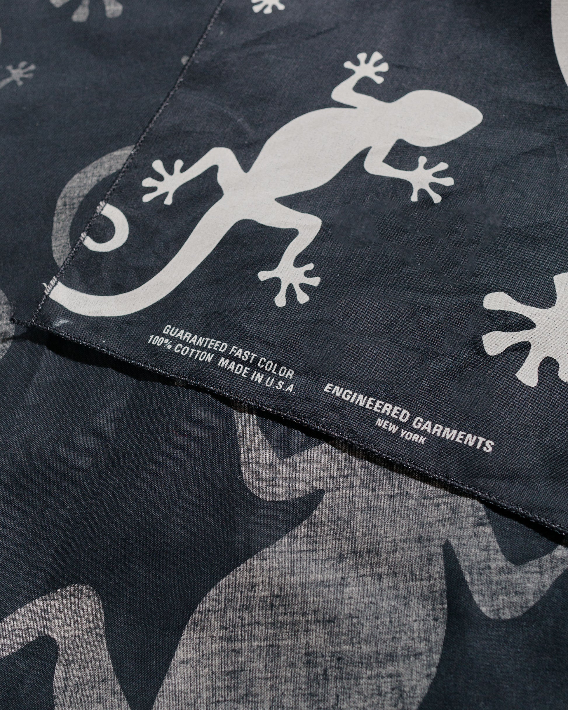 Engineered Garments Black Gecko Printed Bandana fabric