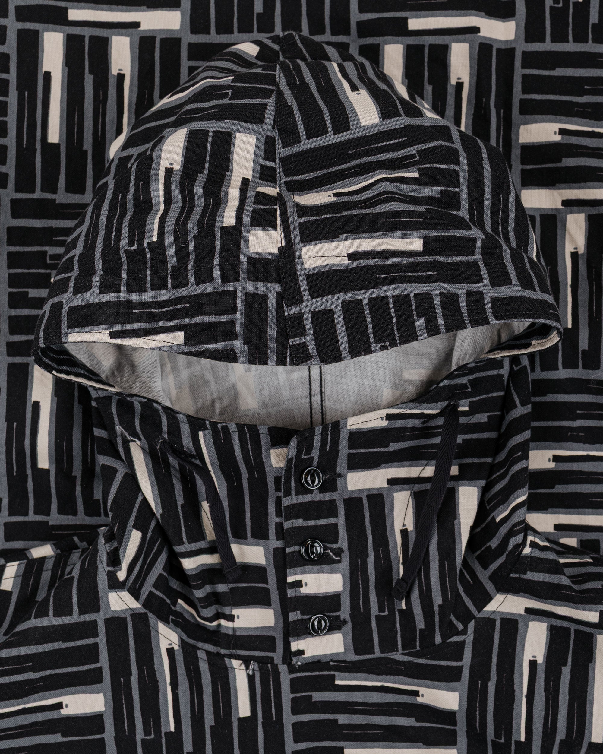 Engineered Garments Cagoule Shirt Black CL Tile Print Canvas