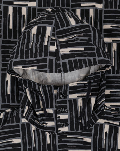 Engineered Garments Cagoule Shirt Black CL Tile Print Canvas