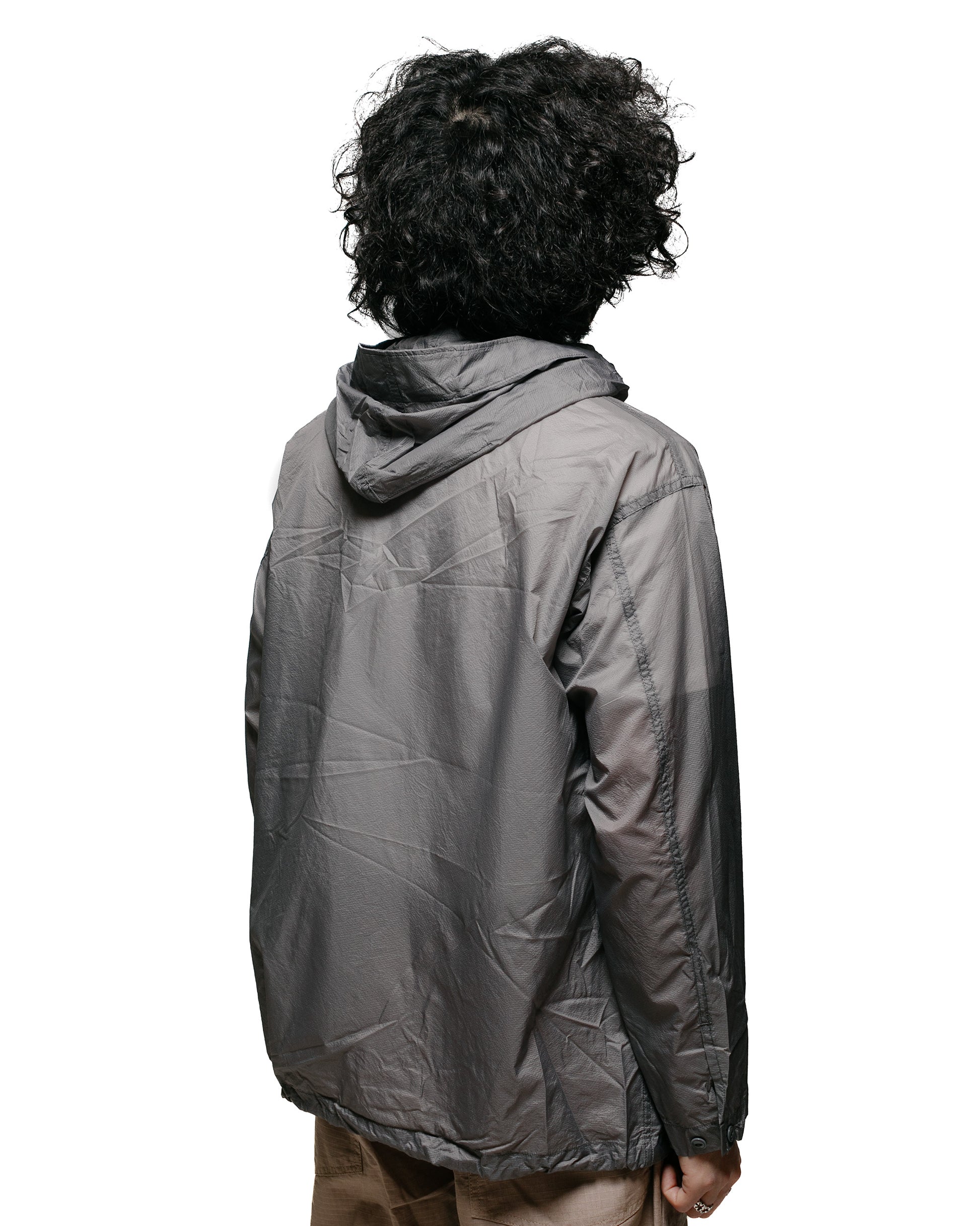 Engineered Garments Cagoule Shirt Grey Nylon Micro Ripstop model back