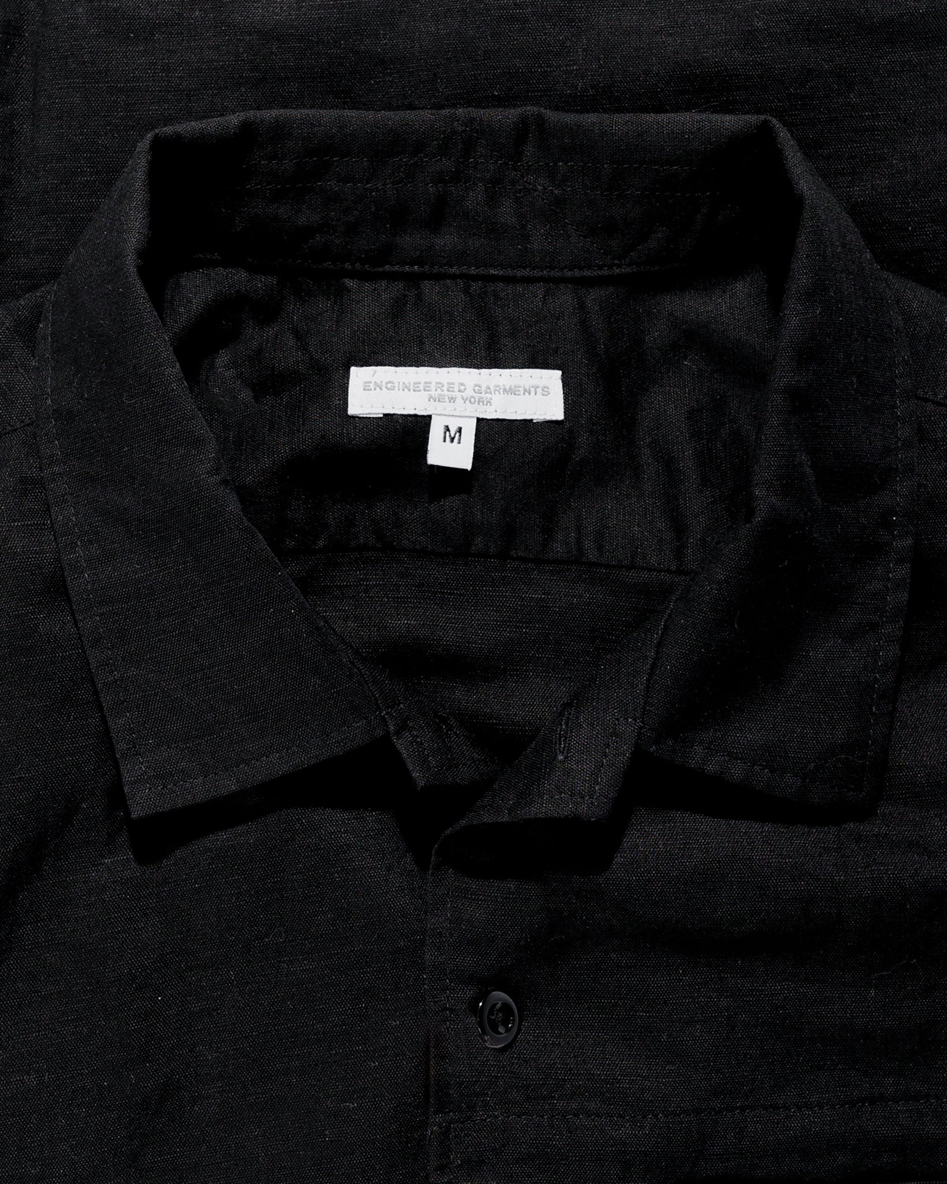 Engineered Garments Camp Shirt Black Linen Handkerchief collar