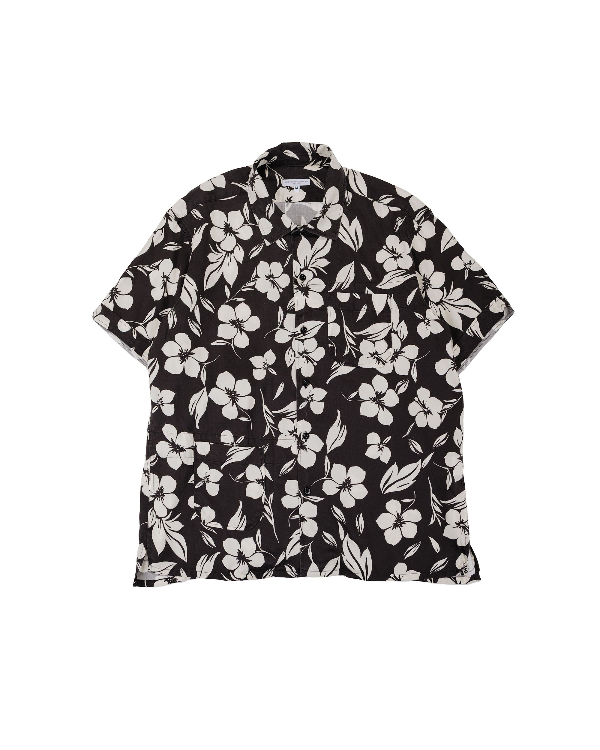 Engineered Garments Camp Shirt Black/Natural Tencel Floral Print