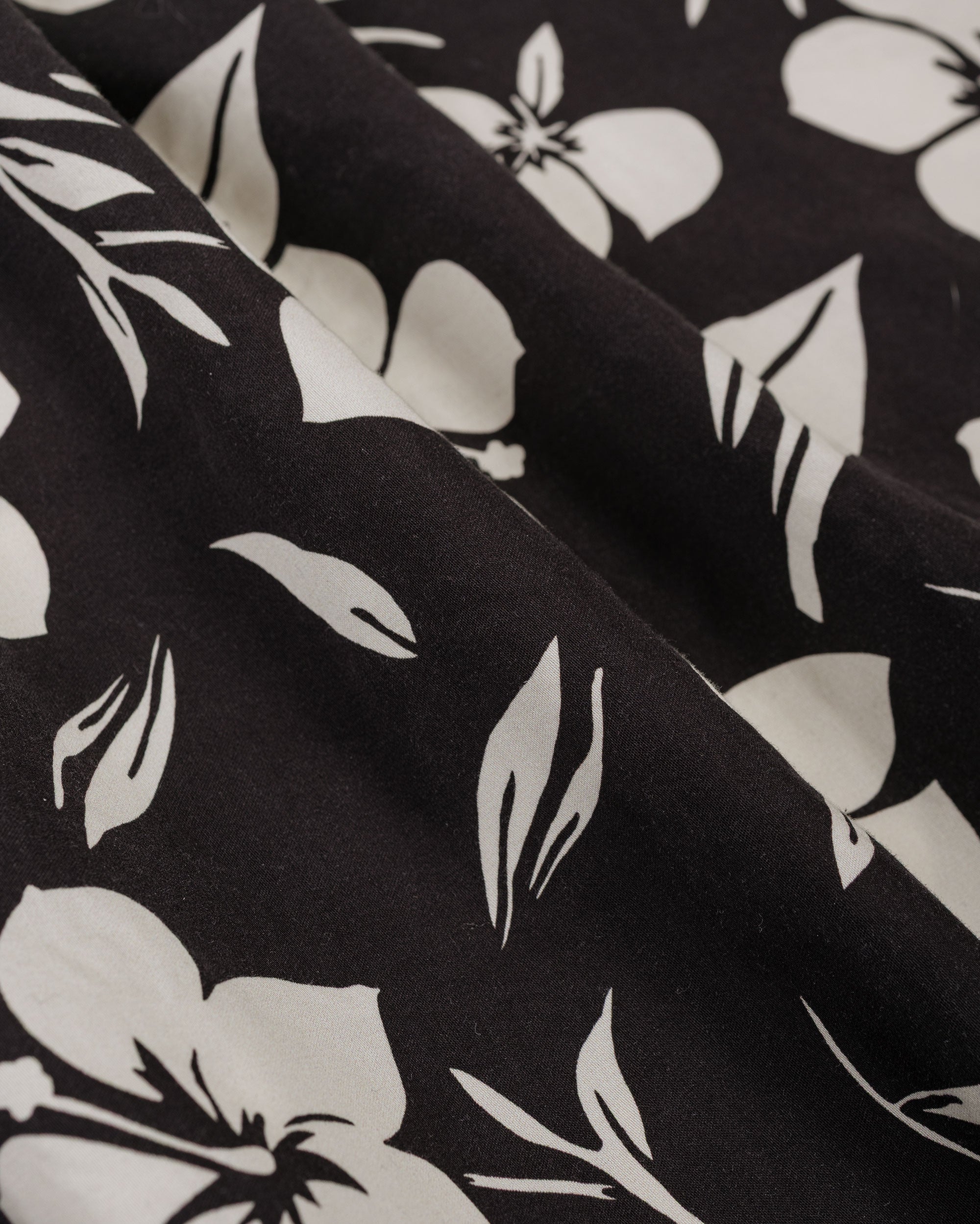 Engineered Garments Camp Shirt Black/Natural Tencel Floral Print