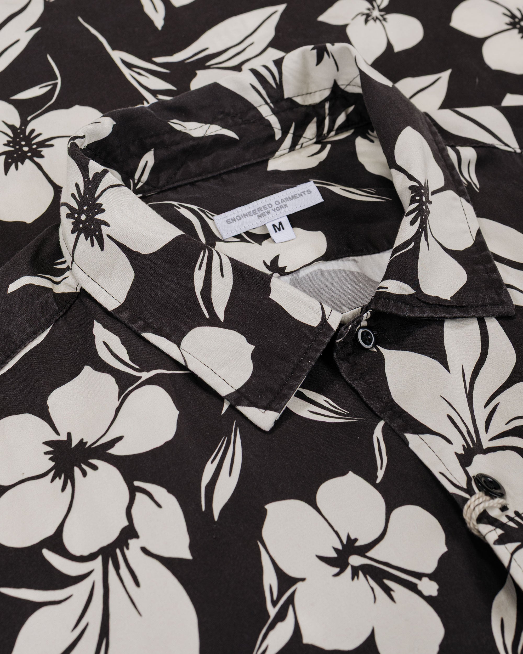Engineered Garments Camp Shirt Black/Natural Tencel Floral Print