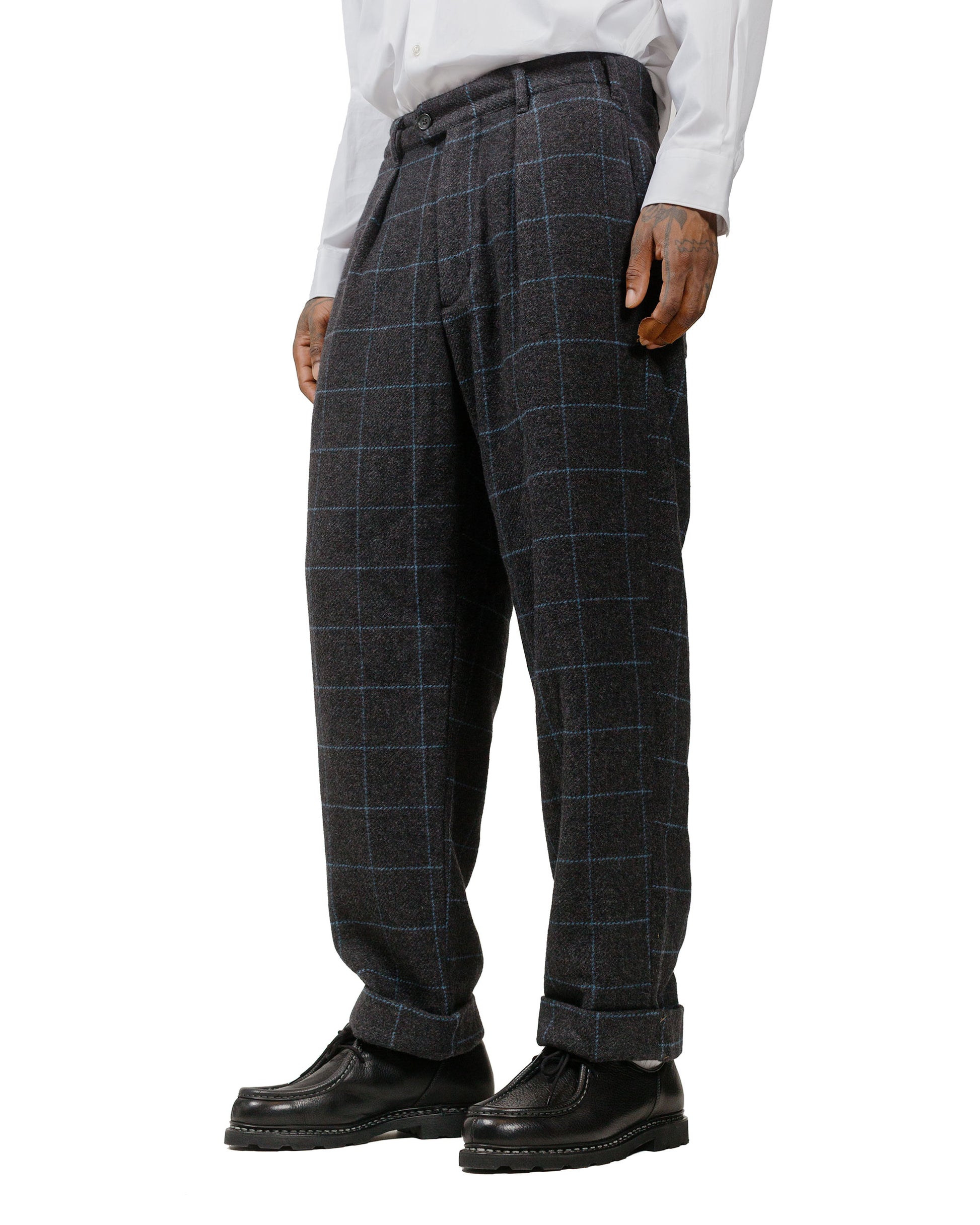 Engineered Garments Carlyle Pant CharcoalLight Blue Wool Poly Windowpane model front