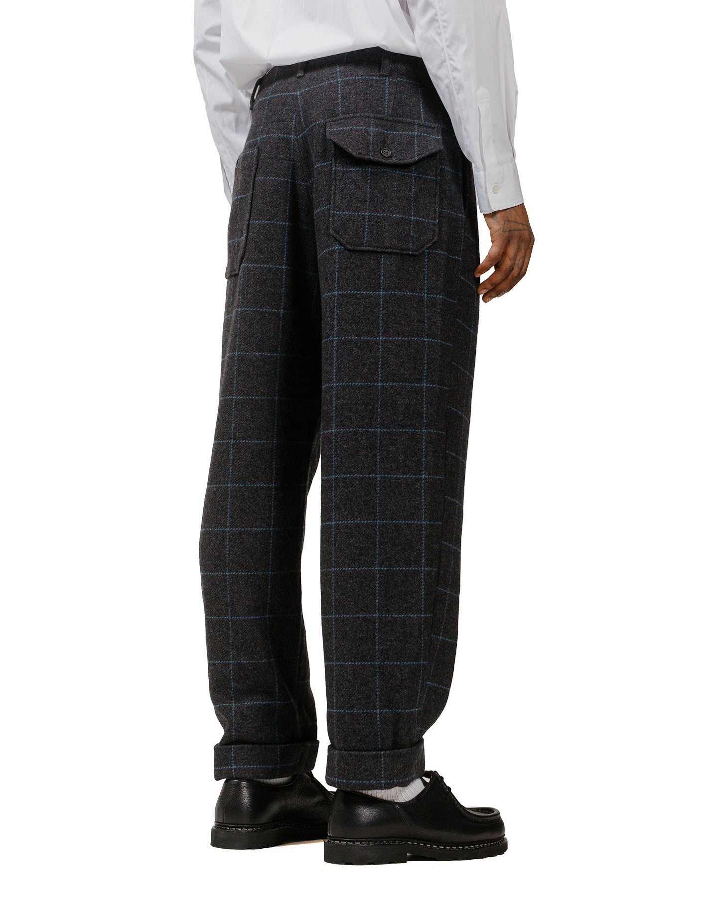 Engineered Garments Carlyle Pant CharcoalLight Blue Wool Poly Windowpane model back