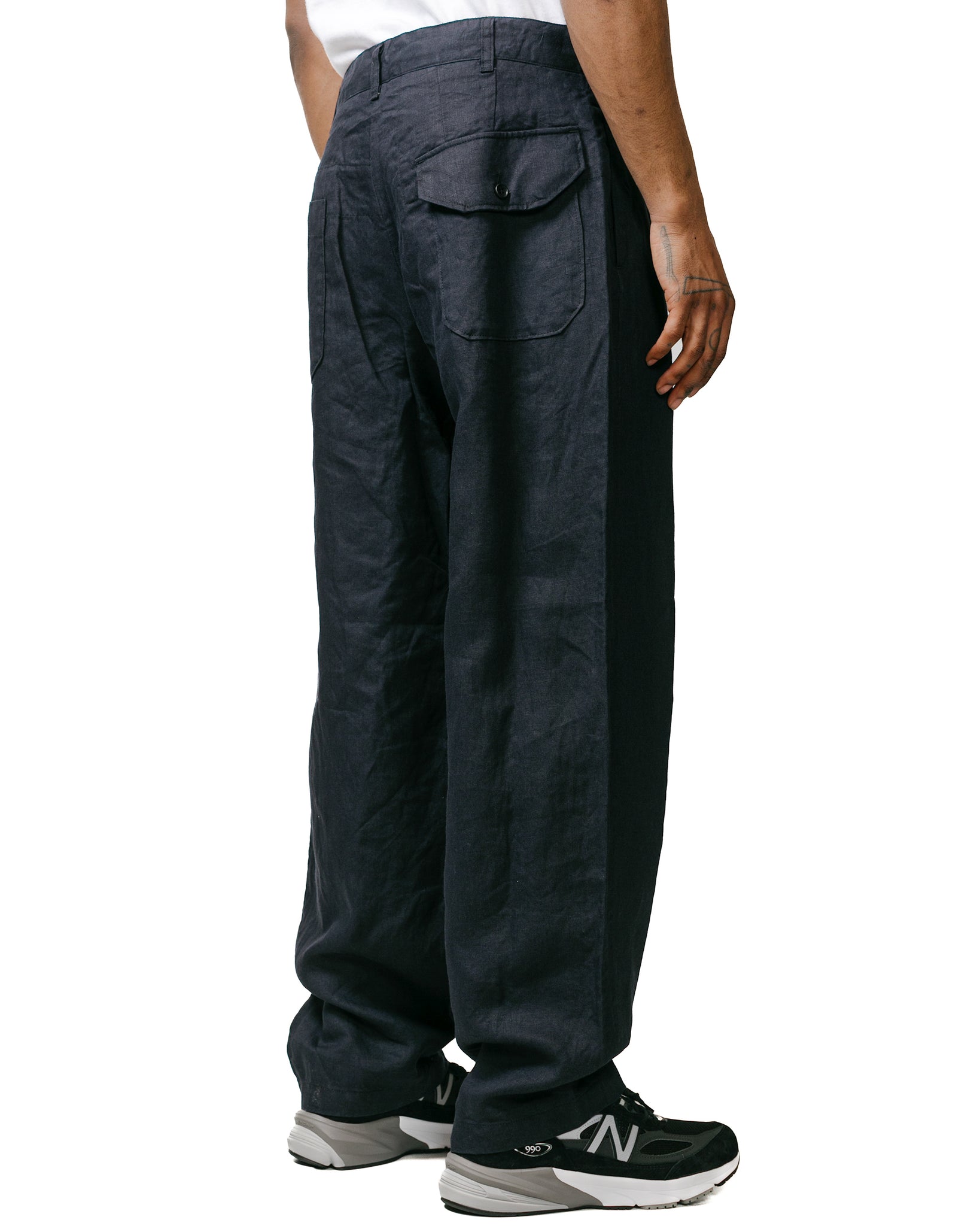 Engineered Garments Carlyle Pant Navy Linen Twill model back