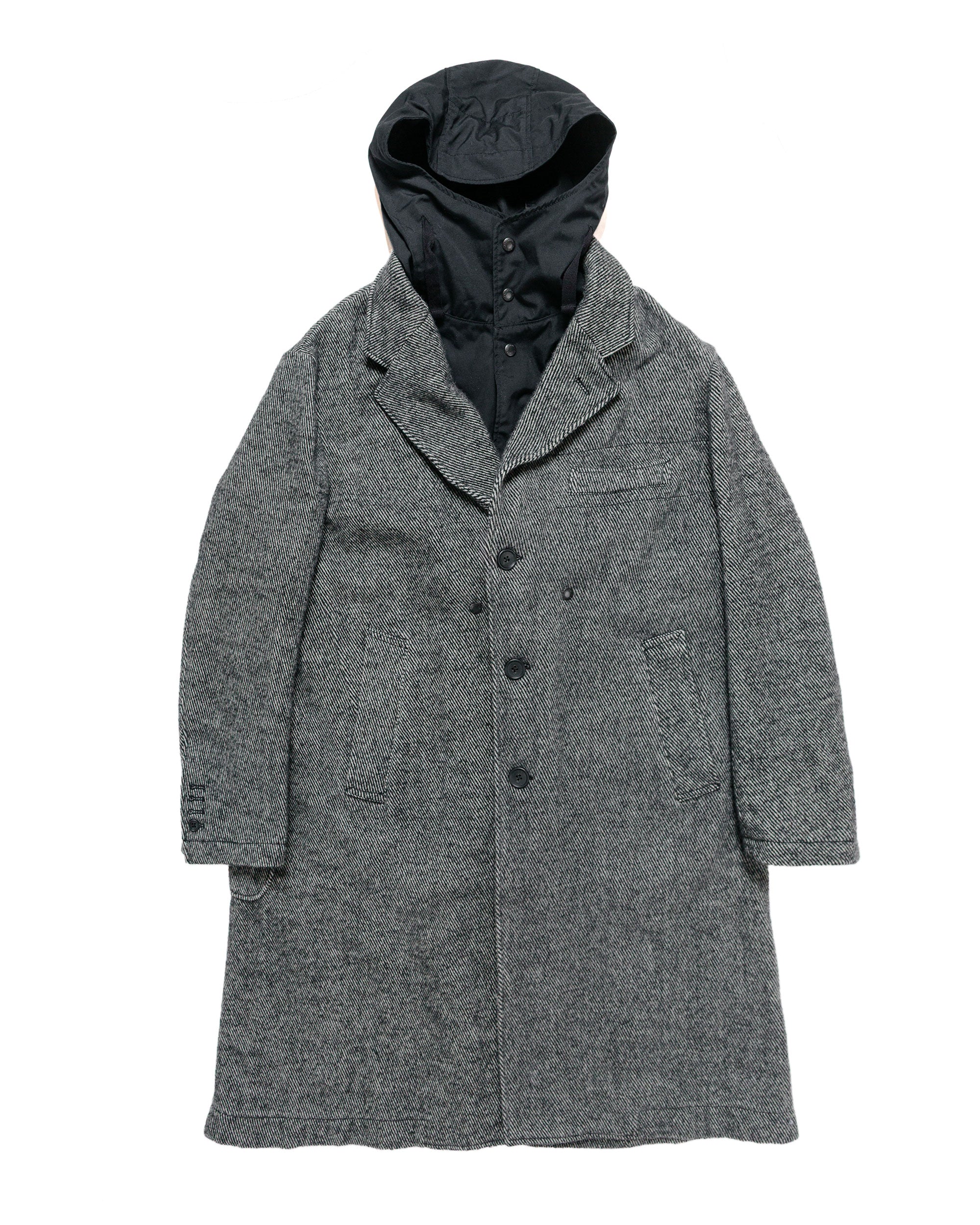 Engineered Garments Chester Coat Black Wool Shaggy Twill
